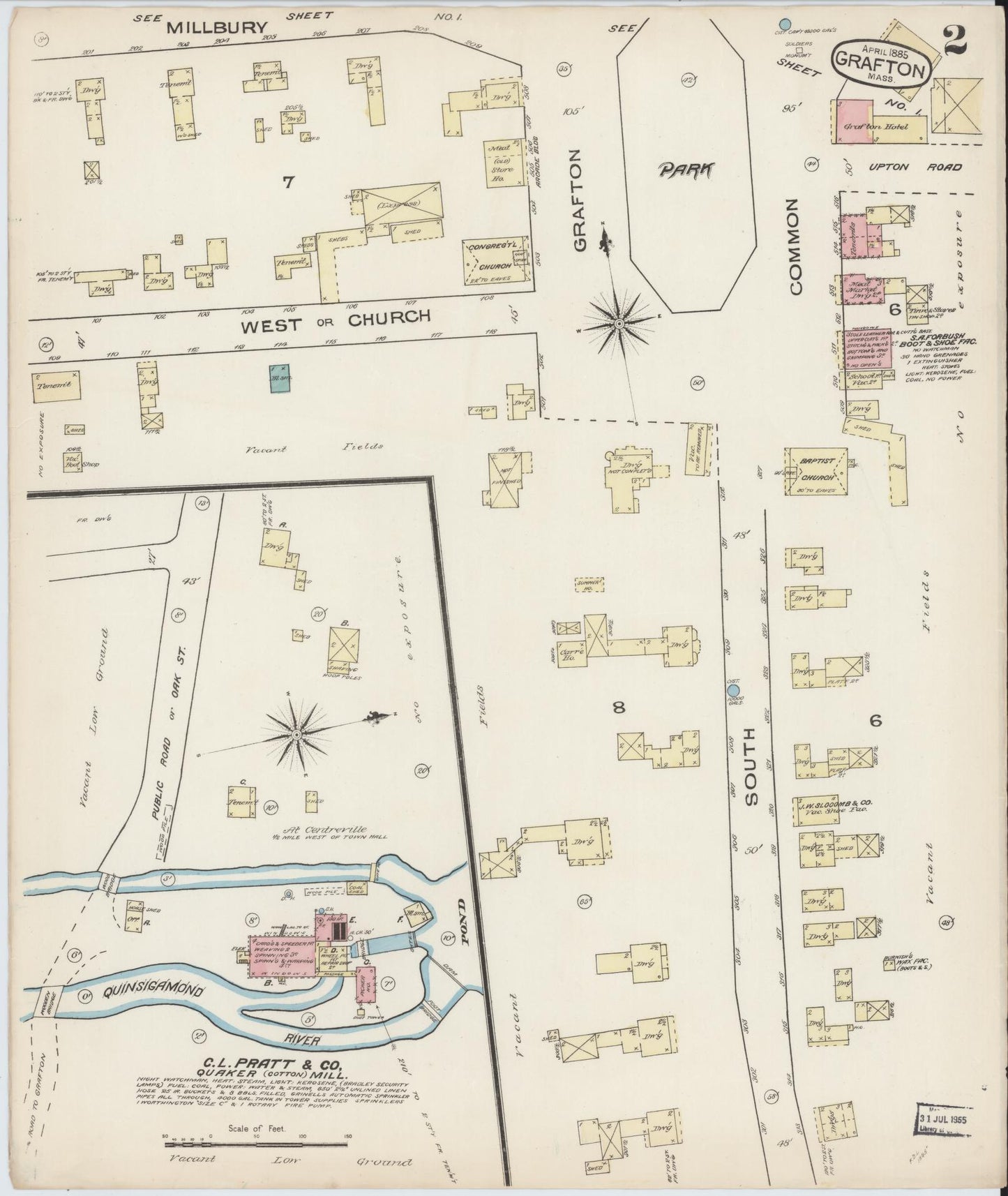 Sanborn Fire Insurance Map from Grafton, Worcester County, Massachusetts (1885), Sheet #0002 - Complete Map Set gallery image, historic Sanborn map, vintage wall art, Massachusetts Massachusetts