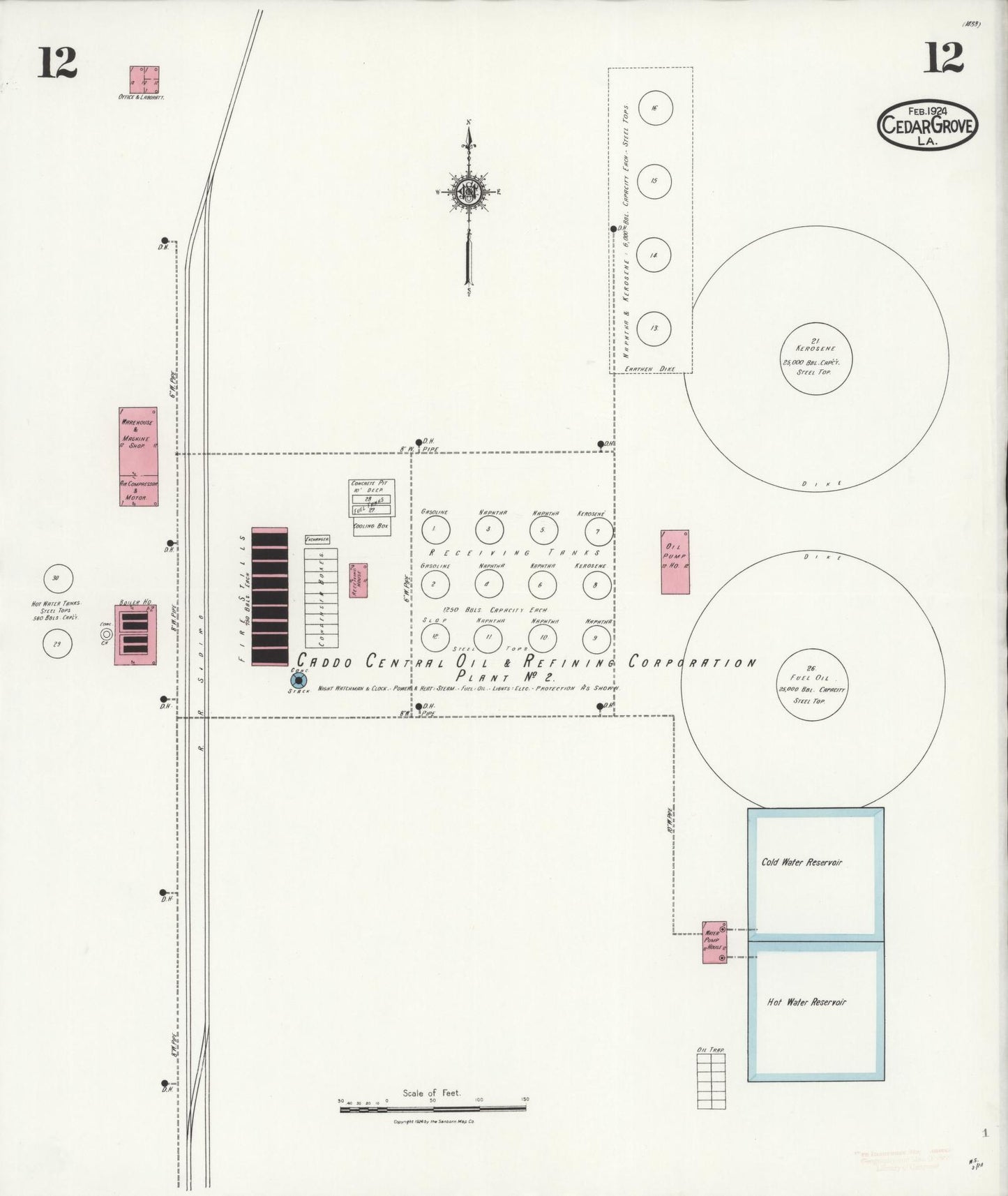 Sanborn Fire Insurance Map from Cedar Grove, Caddo Parish, Louisiana (1924), Sheet #0012 - Complete Map Set gallery image, historic Sanborn map, vintage wall art, Louisiana Louisiana