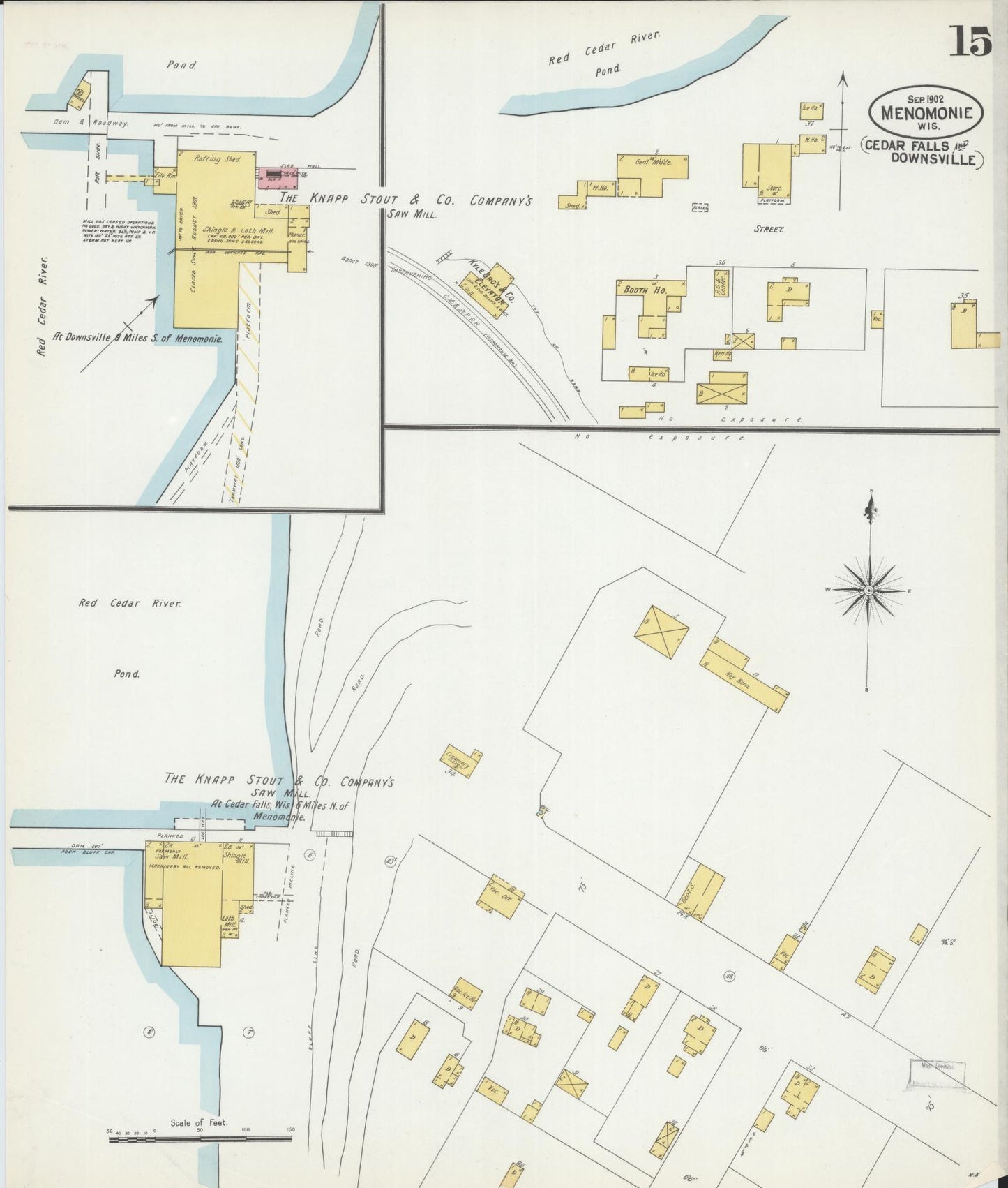 Sanborn Fire Insurance Map from Menomonie, Dunn County, Wisconsin (1902), Sheet #0015 - Historic Sanborn Fire Insurance Map Print, vintage old map wall art, antique decor, genealogy gift, Wisconsin Wisconsin map