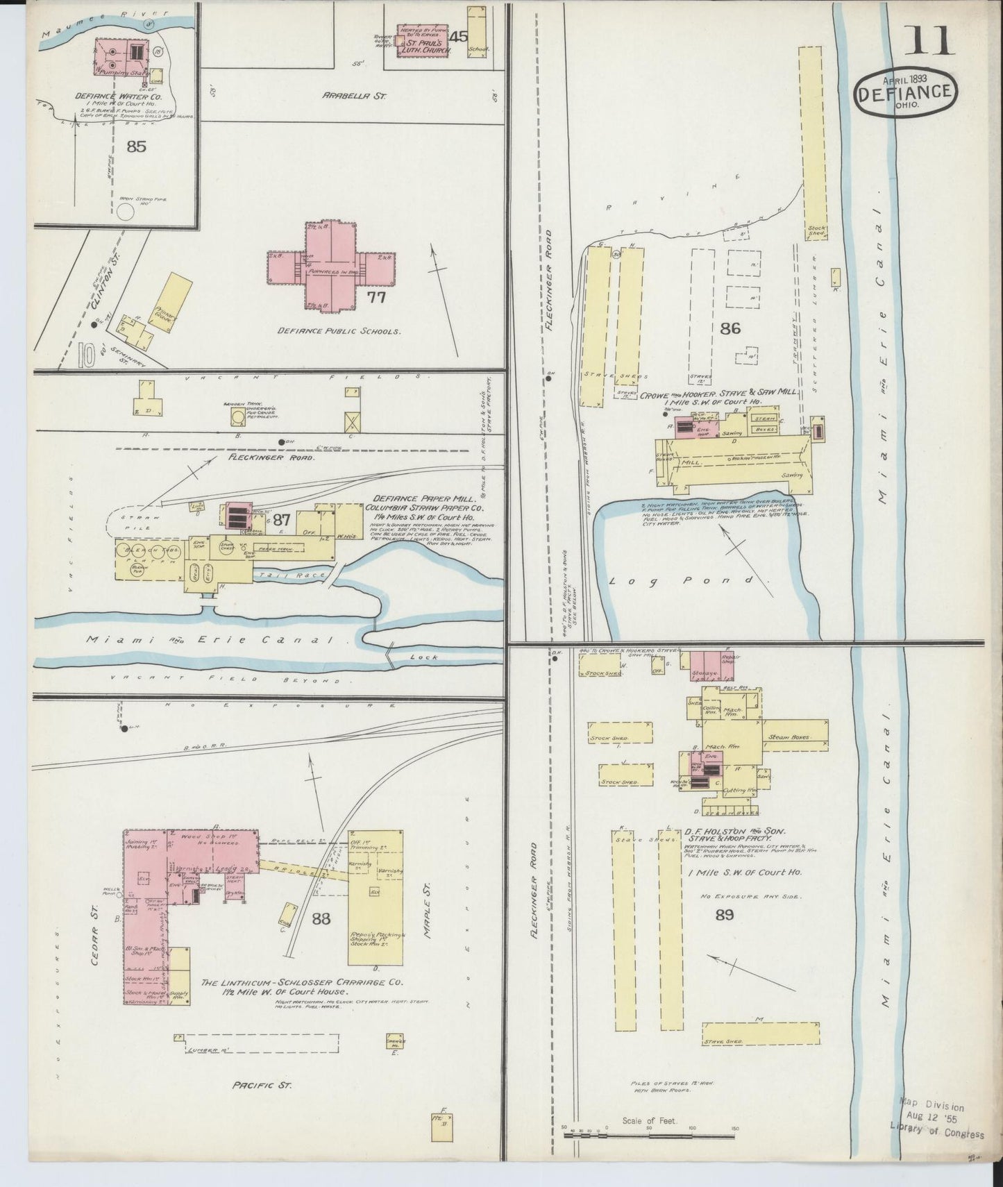 Sanborn Fire Insurance Map from Defiance, Defiance County, Ohio (1893), Sheet #0011 - Complete Map Set gallery image, historic Sanborn map, vintage wall art, Ohio Ohio
