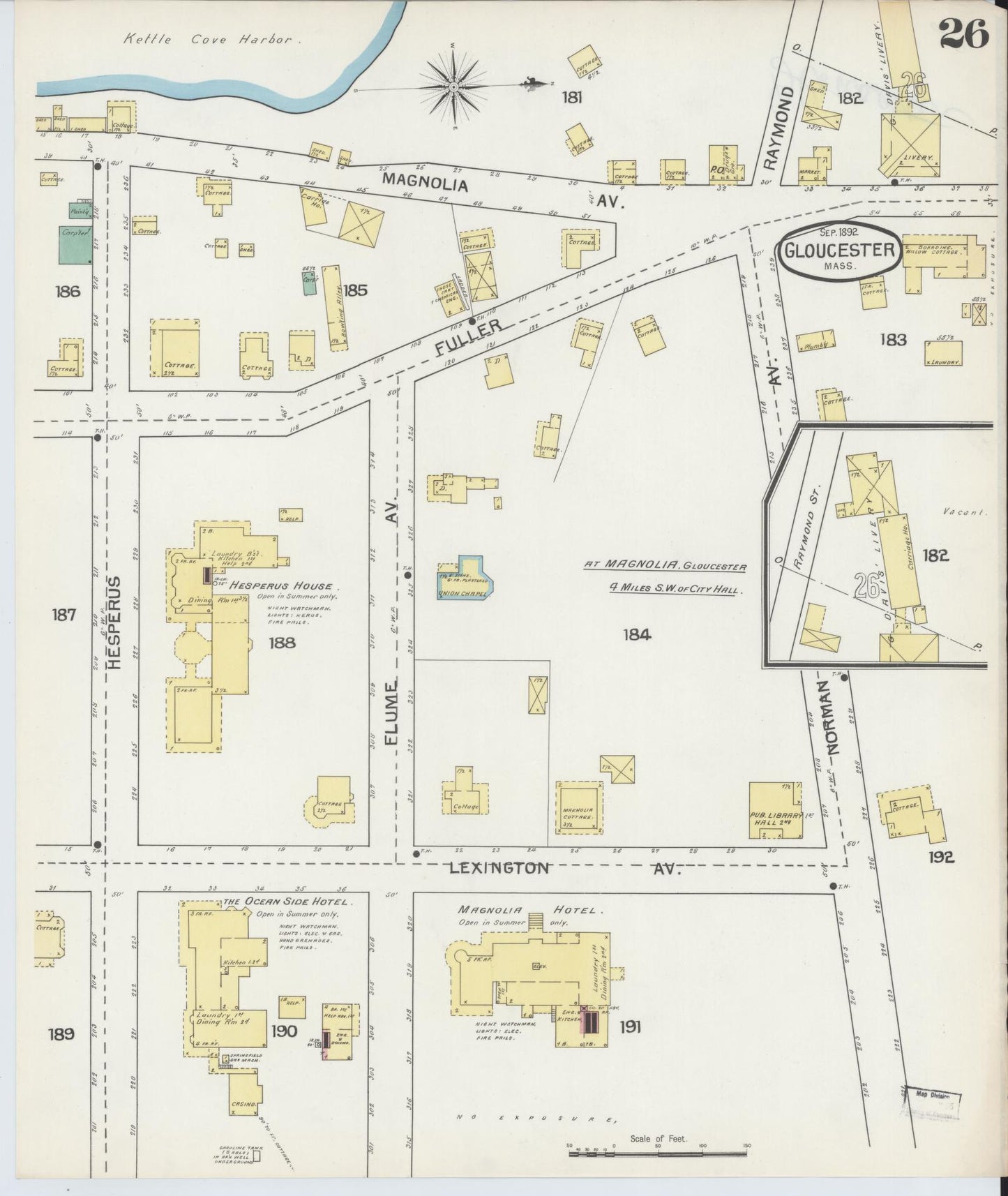 Sanborn Fire Insurance Map from Gloucester, Essex County, Massachusetts (1892), Sheet #0026 - Historic Sanborn Fire Insurance Map Print, vintage old map wall art, antique decor, genealogy gift, Massachusetts Massachusetts map