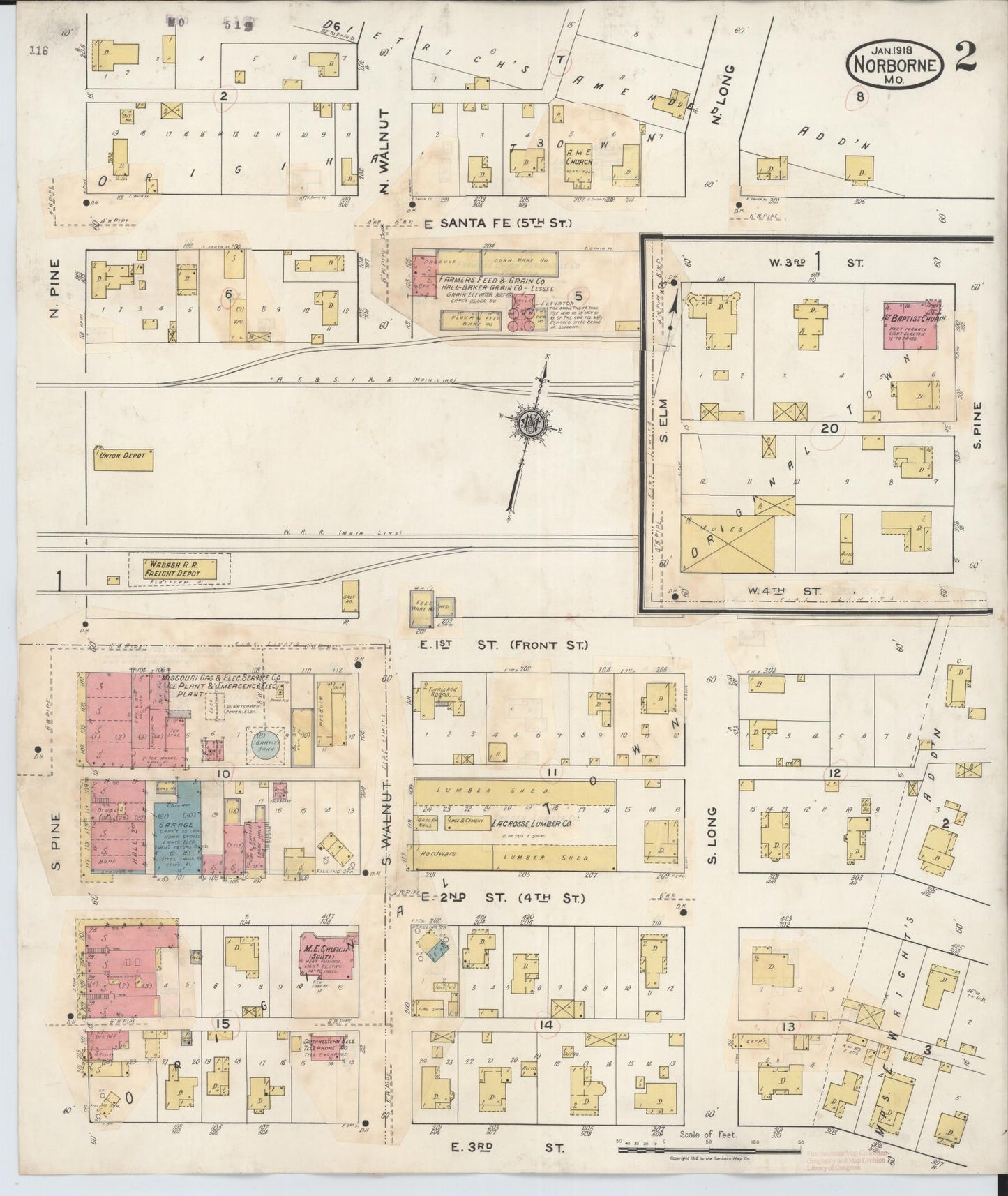 Sanborn Fire Insurance Map from Norborne, Carroll County, Missouri (1933), Sheet #0002 - Complete Map Set gallery image, historic Sanborn map, vintage wall art, Missouri Missouri