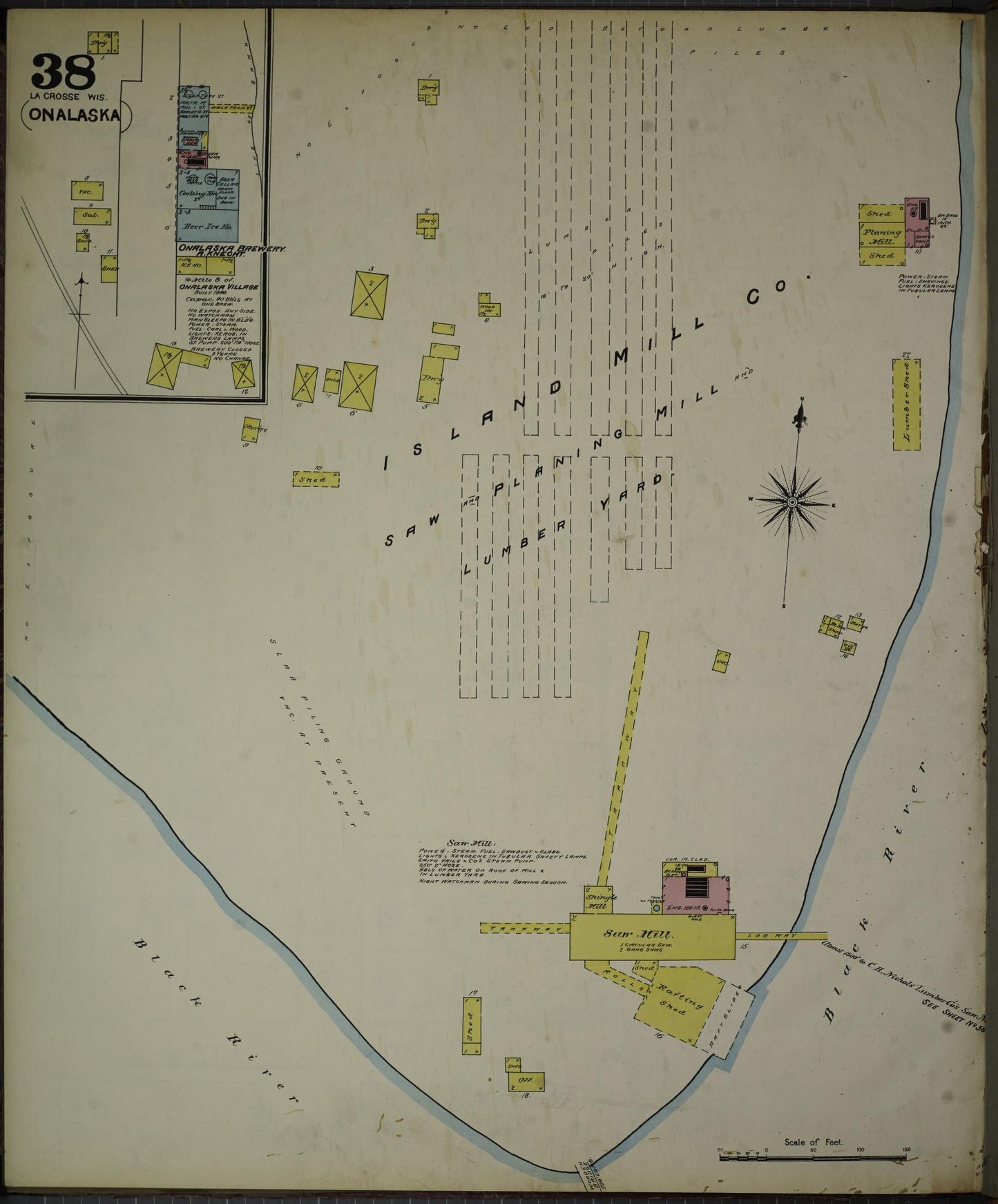 Sanborn Fire Insurance Map from La Crosse, La Crosse County, Wisconsin (1891), Sheet #0038 - Complete Map Set gallery image, historic Sanborn map, vintage wall art, Wisconsin Wisconsin