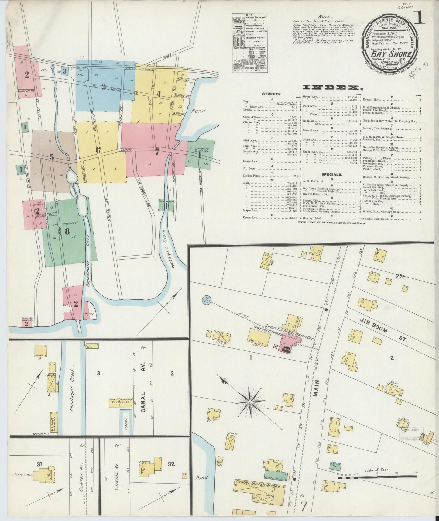 Sanborn Fire Insurance Map from Bay Shore, Suffolk County, New York. (1897) – Historic Sanborn Fire Insurance Map Print