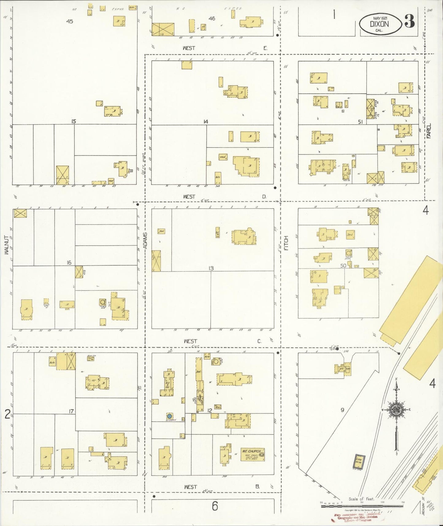 Sanborn Fire Insurance Map from Dixon, Solano County, California (1921), Sheet #0003 - Historic Sanborn Fire Insurance Map Print, vintage old map wall art, antique decor, genealogy gift, California California map