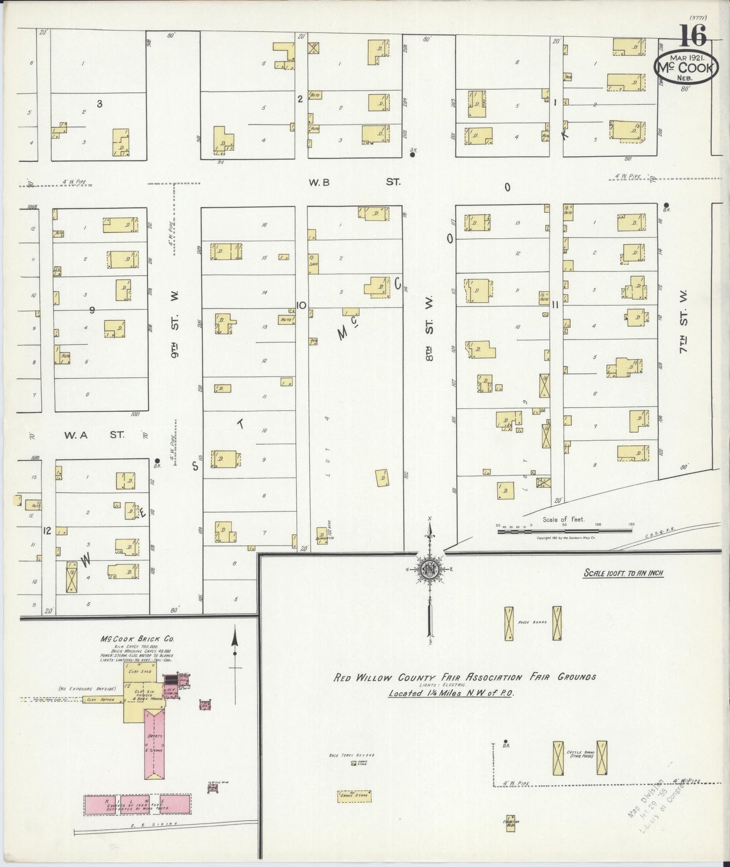 Sanborn Fire Insurance Map from Mccook, Red Willow County, Nebraska (1921), Sheet #0016 - Historic Sanborn Fire Insurance Map Print, vintage old map wall art, antique decor, genealogy gift, Nebraska Nebraska map