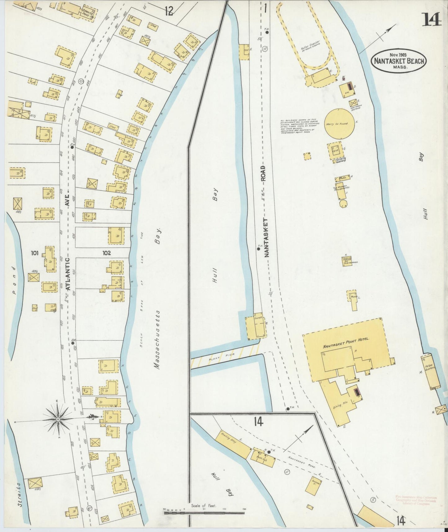 Sanborn Fire Insurance Map from Nantasket Beach, Plymouth County, Massachusetts (1903), Sheet #0014 - Historic Sanborn Fire Insurance Map Print, vintage old map wall art, antique decor, genealogy gift, Massachusetts Massachusetts map