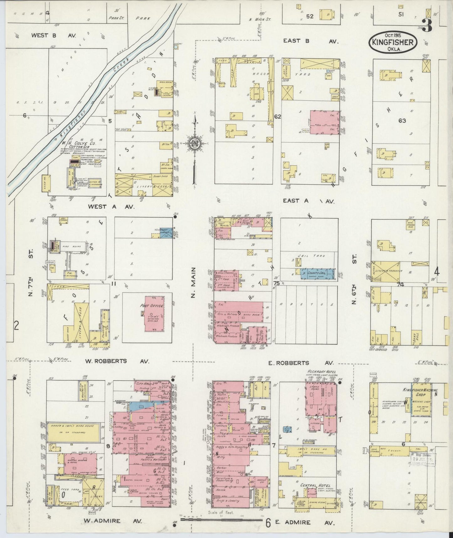 Sanborn Fire Insurance Map from Kingfisher, Kingfisher County, Oklahoma (1915), Sheet #0003 - Historic Sanborn Fire Insurance Map Print, vintage old map wall art, antique decor, genealogy gift, Oklahoma Oklahoma map