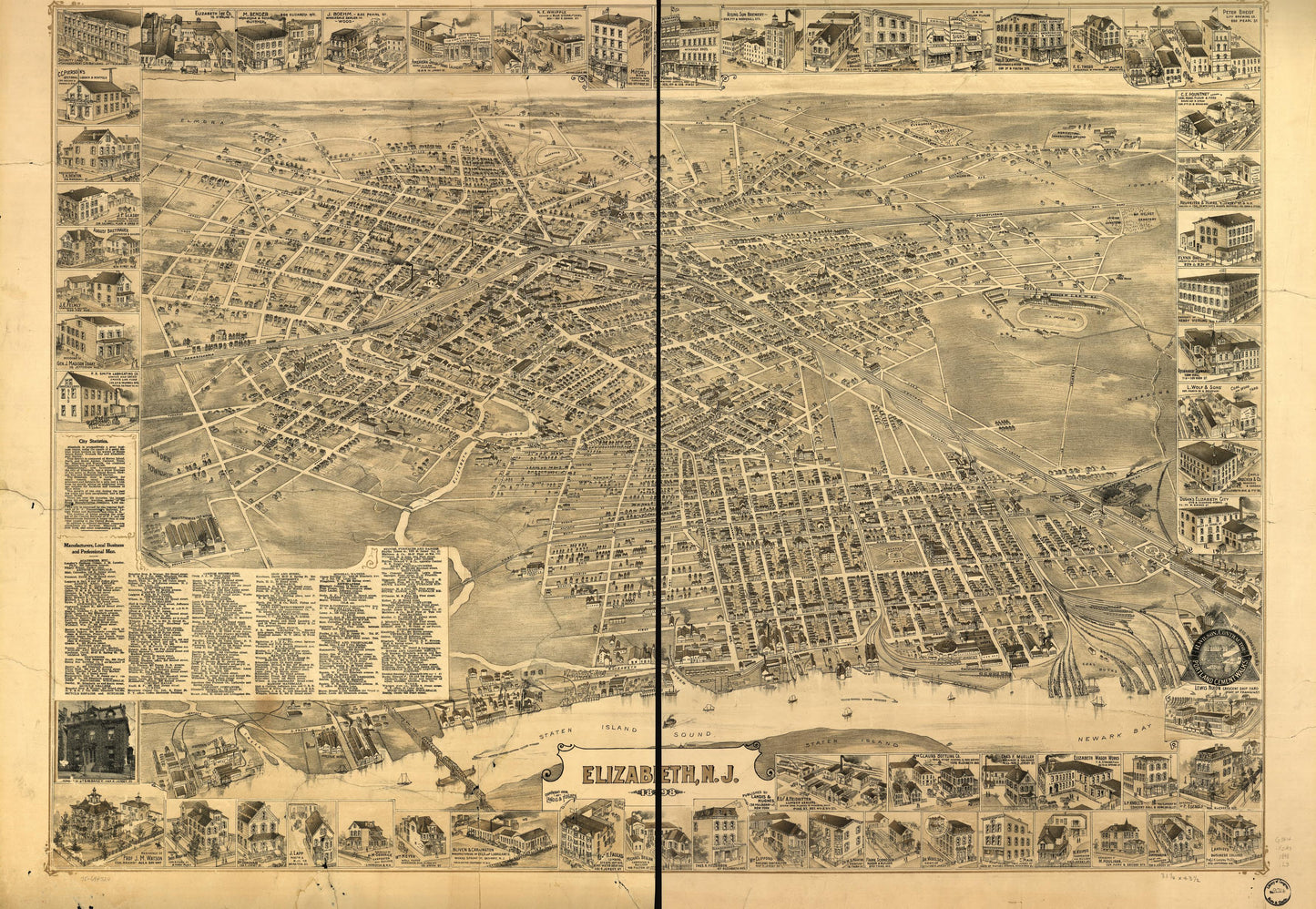 Elizabeth, N.J. 1898. (1898) – Historic Bird’s-Eye View Panorama Print