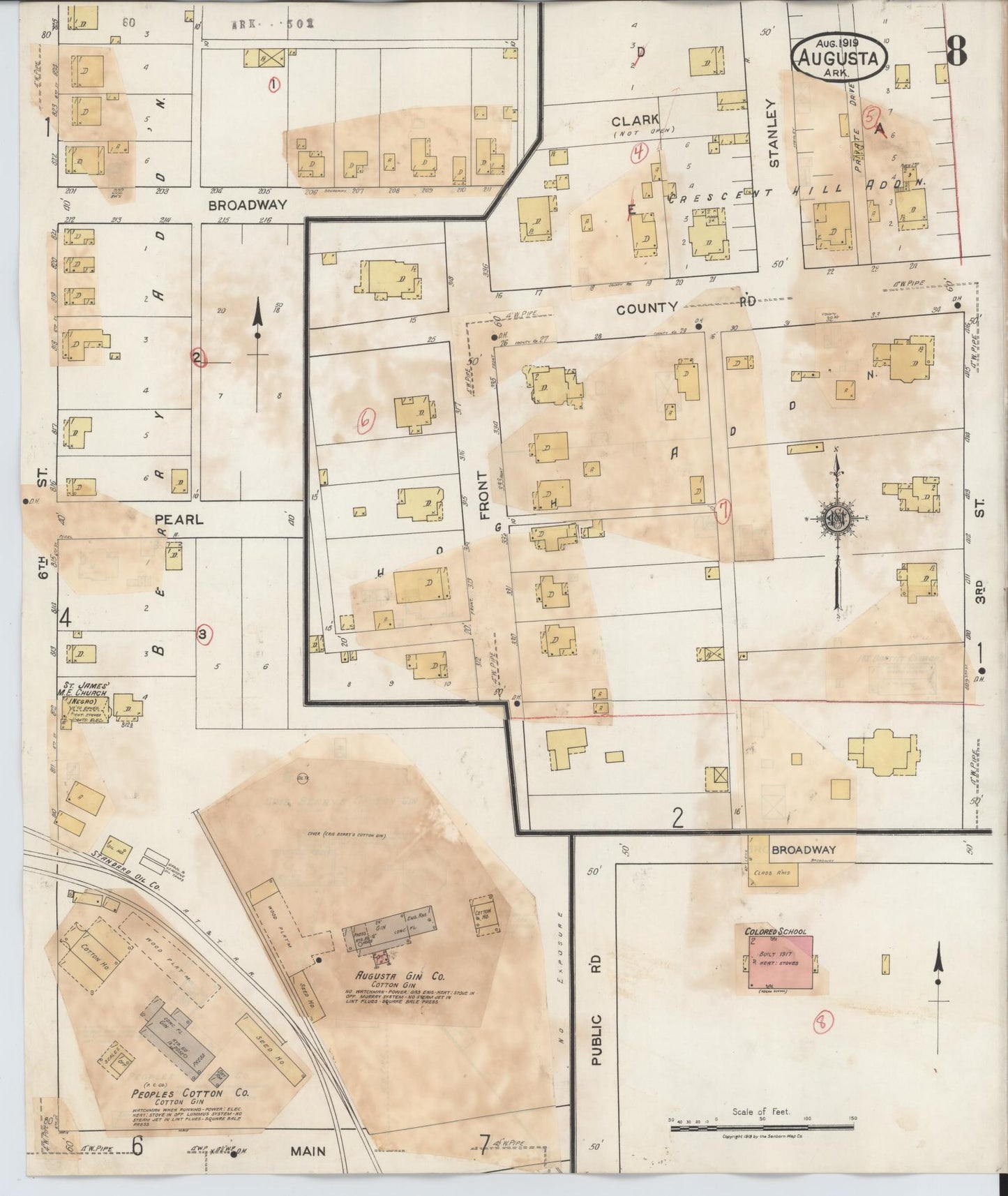 Sanborn Fire Insurance Map from Augusta, Woodruff County, Arkansas (1941), Sheet #0008 - Complete Map Set gallery image, historic Sanborn map, vintage wall art, Arkansas Arkansas