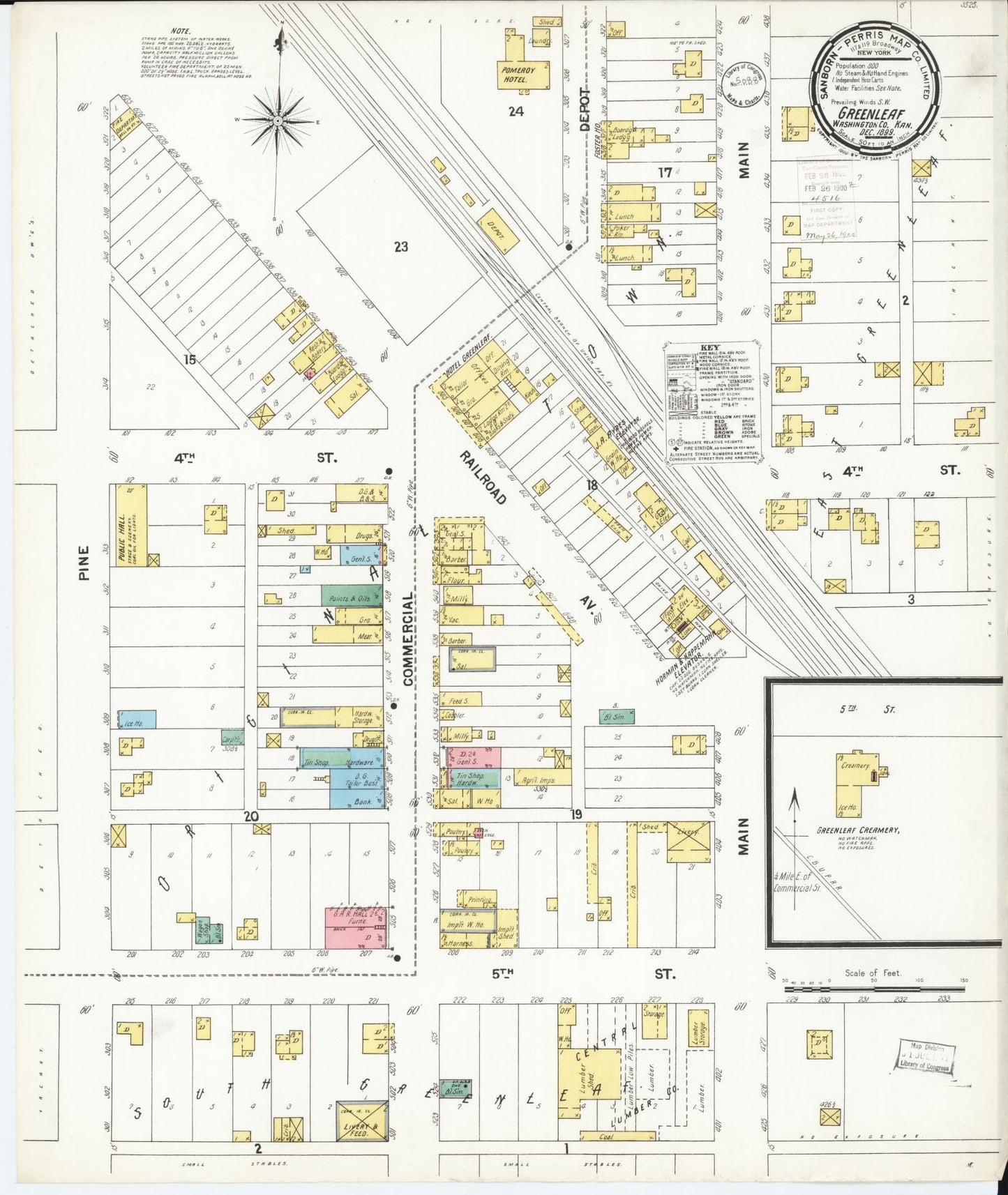 Sanborn Fire Insurance Map from Greenleaf, Washington County, Kansas (1899), Sheet #0001 - Historic Sanborn Fire Insurance Map Print, vintage old map wall art, antique decor, genealogy gift, Kansas Kansas map