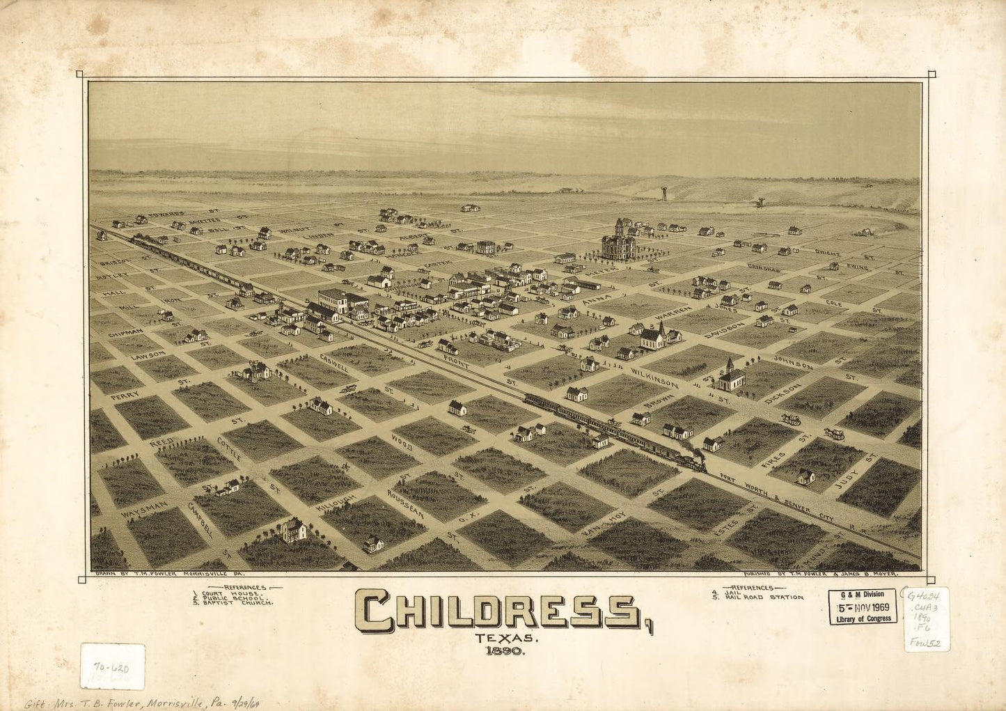 Childress, Texas 1890 (1890) – Historic Bird’s-Eye View Panorama Print
