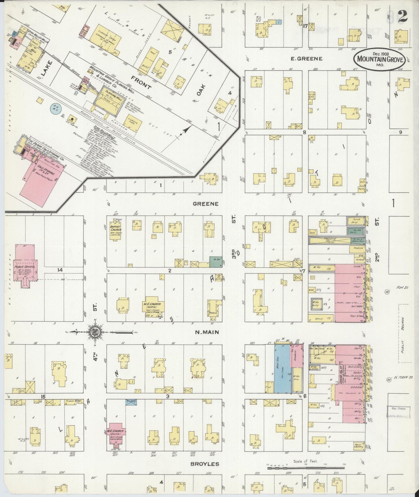 Sanborn Fire Insurance Map from Mountain Grove, Wright County, Missouri (1909), Sheet #0002 - Historic Sanborn Fire Insurance Map Print, vintage old map wall art, antique decor, genealogy gift, Missouri Missouri map