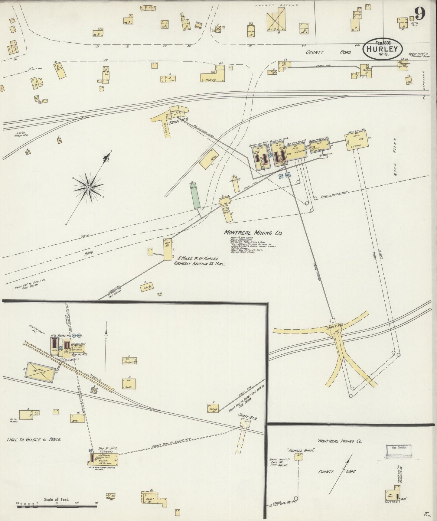 Sanborn Fire Insurance Map from Hurley, Iron County, Wisconsin (1898), Sheet #0009 - Historic Sanborn Fire Insurance Map Print, vintage old map wall art, antique decor, genealogy gift, Wisconsin Wisconsin map