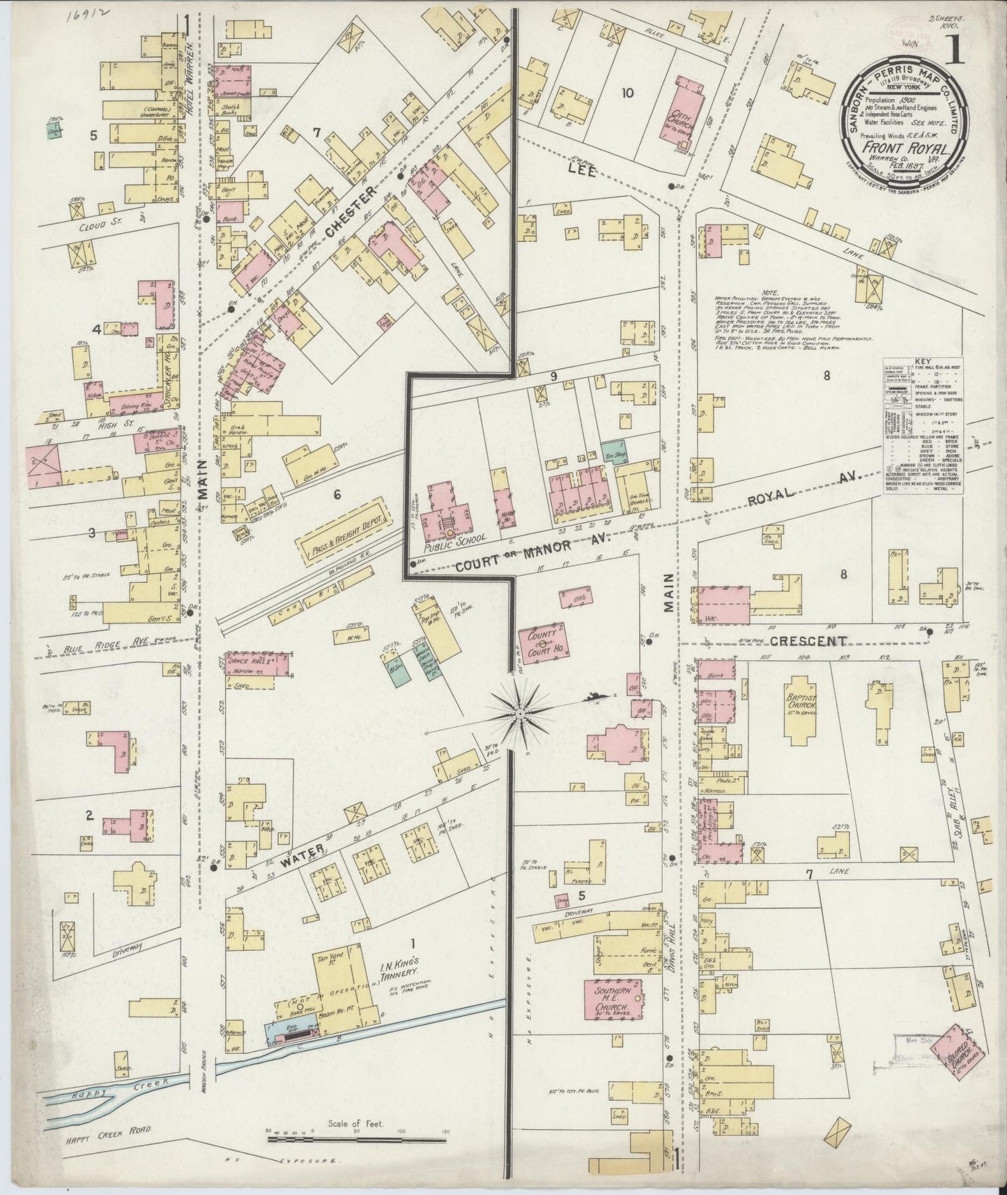 Sanborn Fire Insurance Map from Front Royal, Warren County, Virginia. (1897) – Historic Sanborn Fire Insurance Map Print