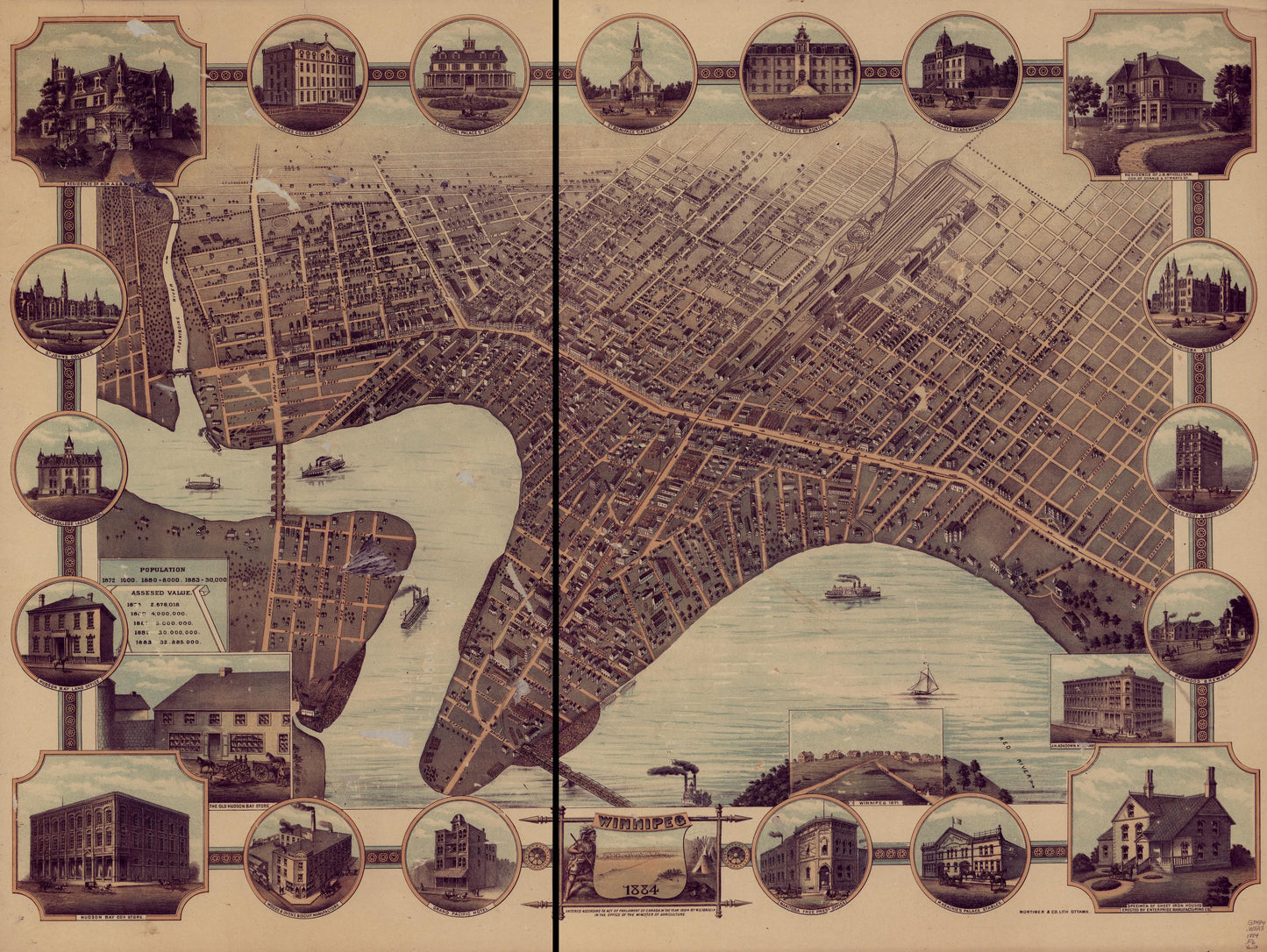 Winnipeg (1884) – Historic Bird’s-Eye View Panorama Print