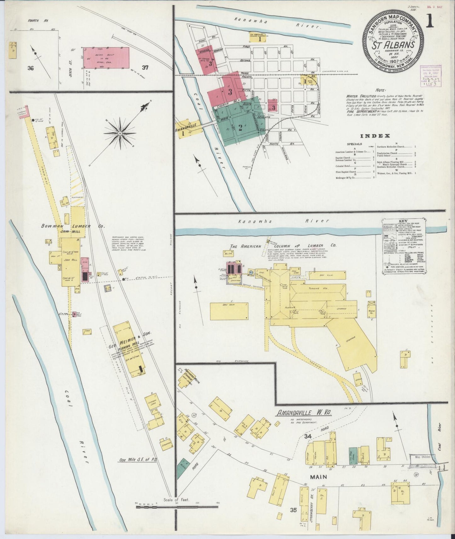 Sanborn Fire Insurance Map from Saint Albans, Kanawha County, West Virginia. (1907) – Historic Sanborn Fire Insurance Map Print