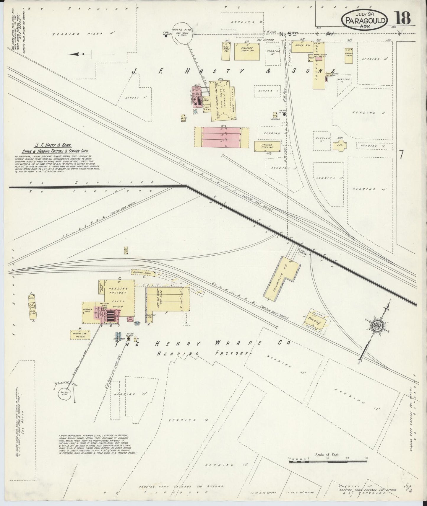 Sanborn Fire Insurance Map from Paragould, Greene County, Arkansas (1914), Sheet #0018 - Complete Map Set gallery image, historic Sanborn map, vintage wall art, Arkansas Arkansas