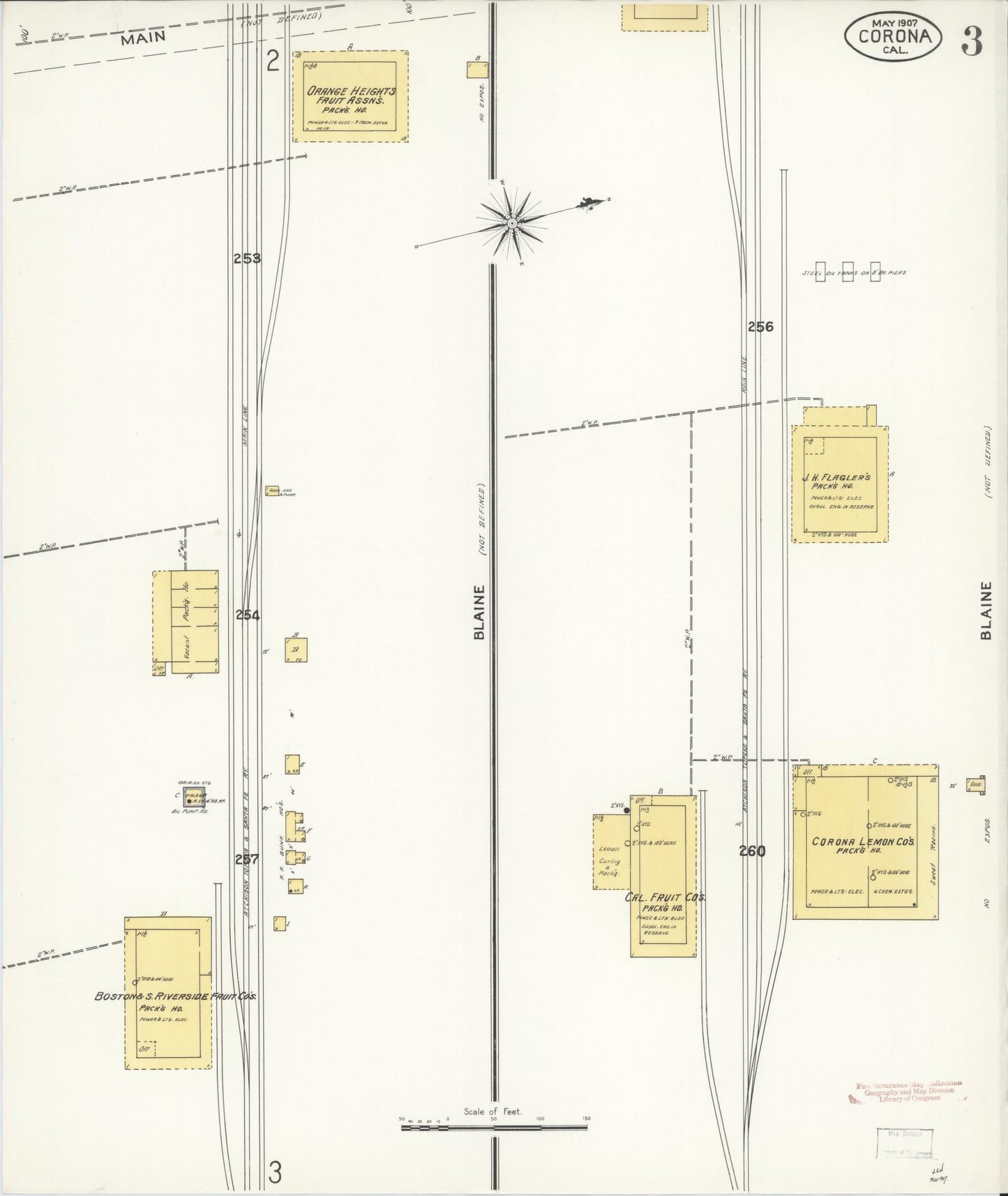 Sanborn Fire Insurance Map from Corona, Riverside County, California (1907), Sheet #0003 - Historic Sanborn Fire Insurance Map Print, vintage old map wall art, antique decor, genealogy gift, California California map