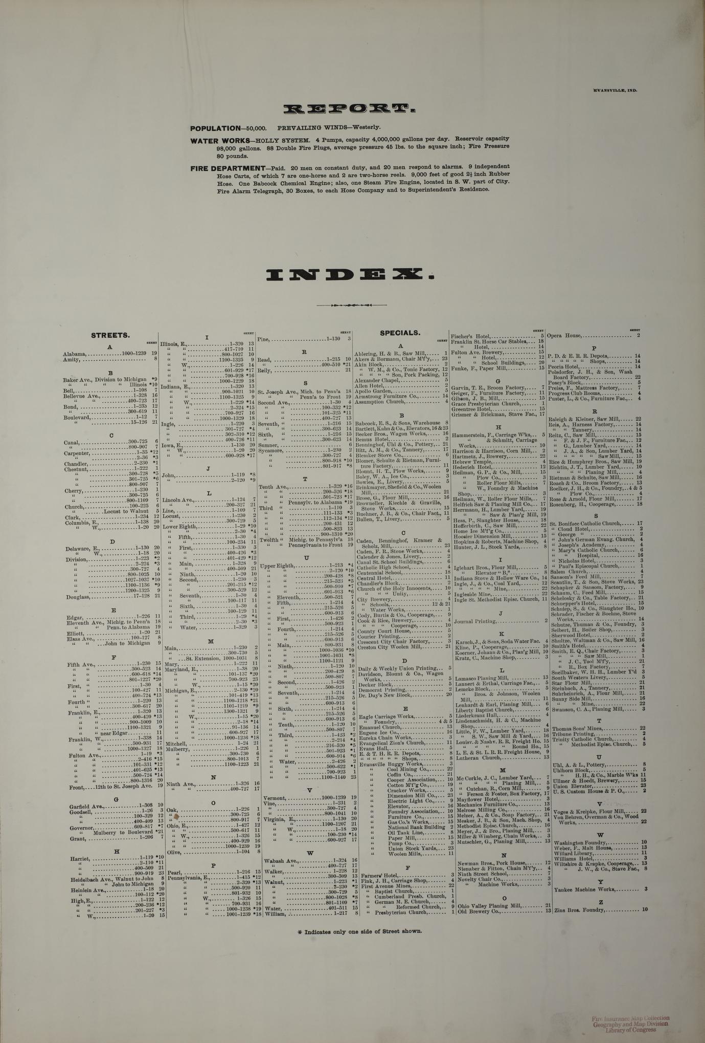 Sanborn Fire Insurance Map from Evansville, Vanderburgh County, Indiana. (1884) – Historic Sanborn Fire Insurance Map Print
