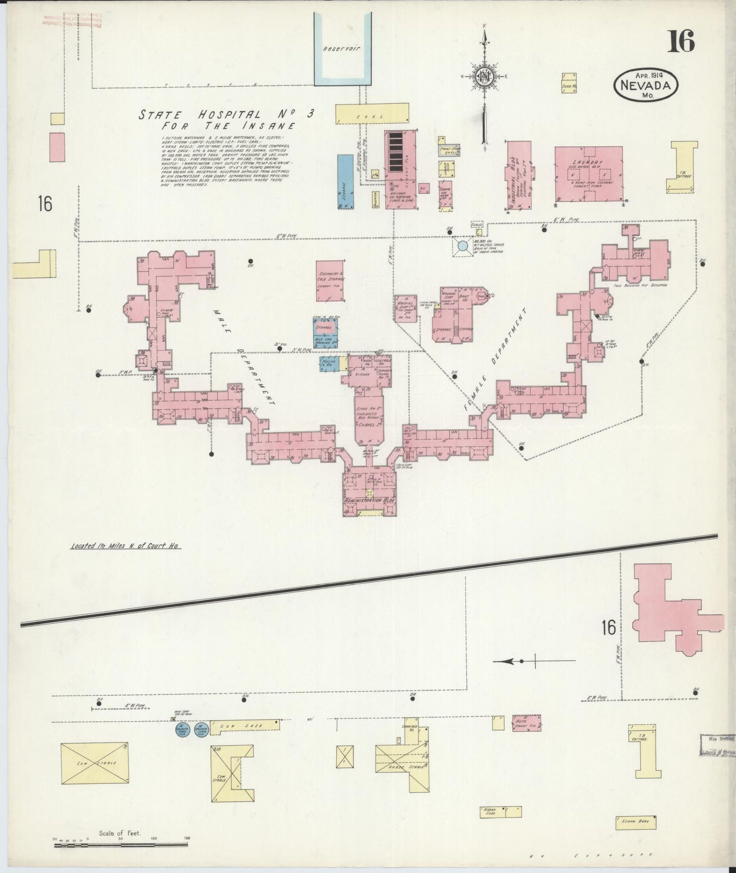 Sanborn Fire Insurance Map from Nevada, Vernon County, Missouri (1914), Sheet #0016 - Complete Map Set gallery image, historic Sanborn map, vintage wall art, Nevada Nevada