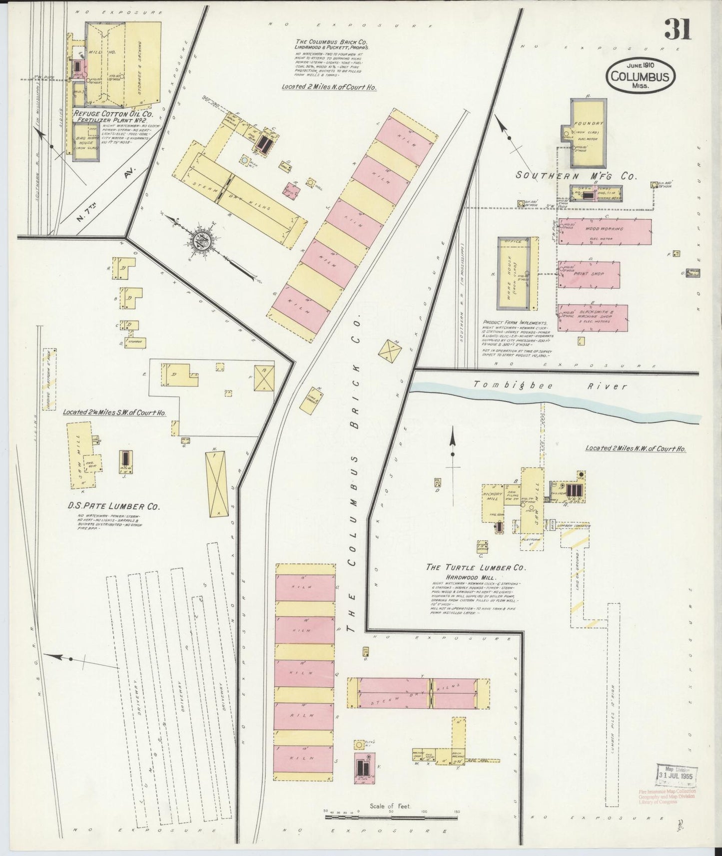 Sanborn Fire Insurance Map from Columbus, Lowndes County, Mississippi (1910), Sheet #0031 - Historic Sanborn Fire Insurance Map Print, vintage old map wall art, antique decor, genealogy gift, Mississippi Mississippi map