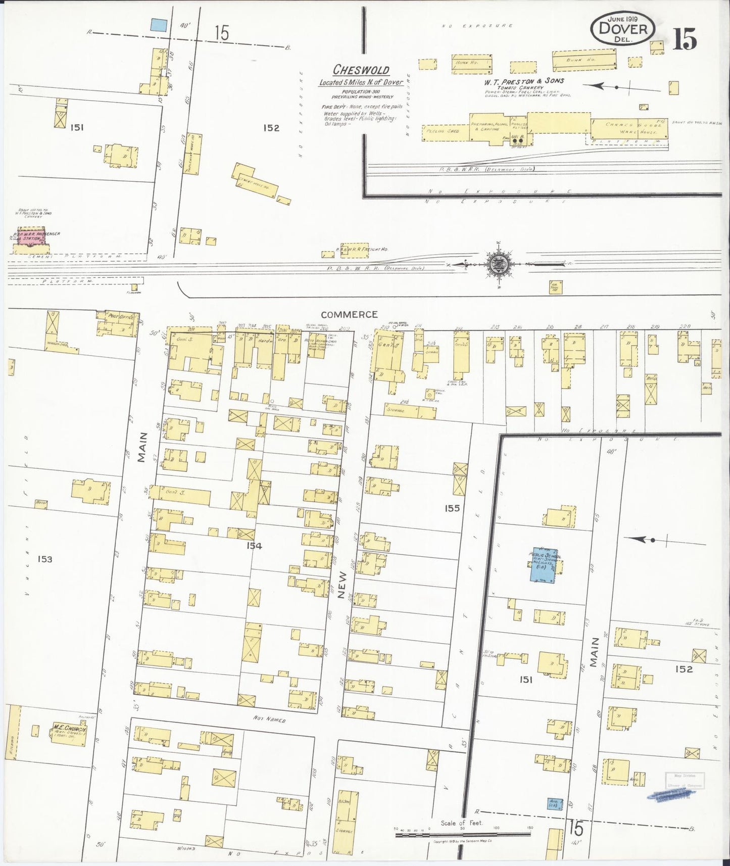 Sanborn Fire Insurance Map from Dover, Kent County, Delaware (1919), Sheet #0015 - Historic Sanborn Fire Insurance Map Print, vintage old map wall art, antique decor, genealogy gift, Delaware Delaware map