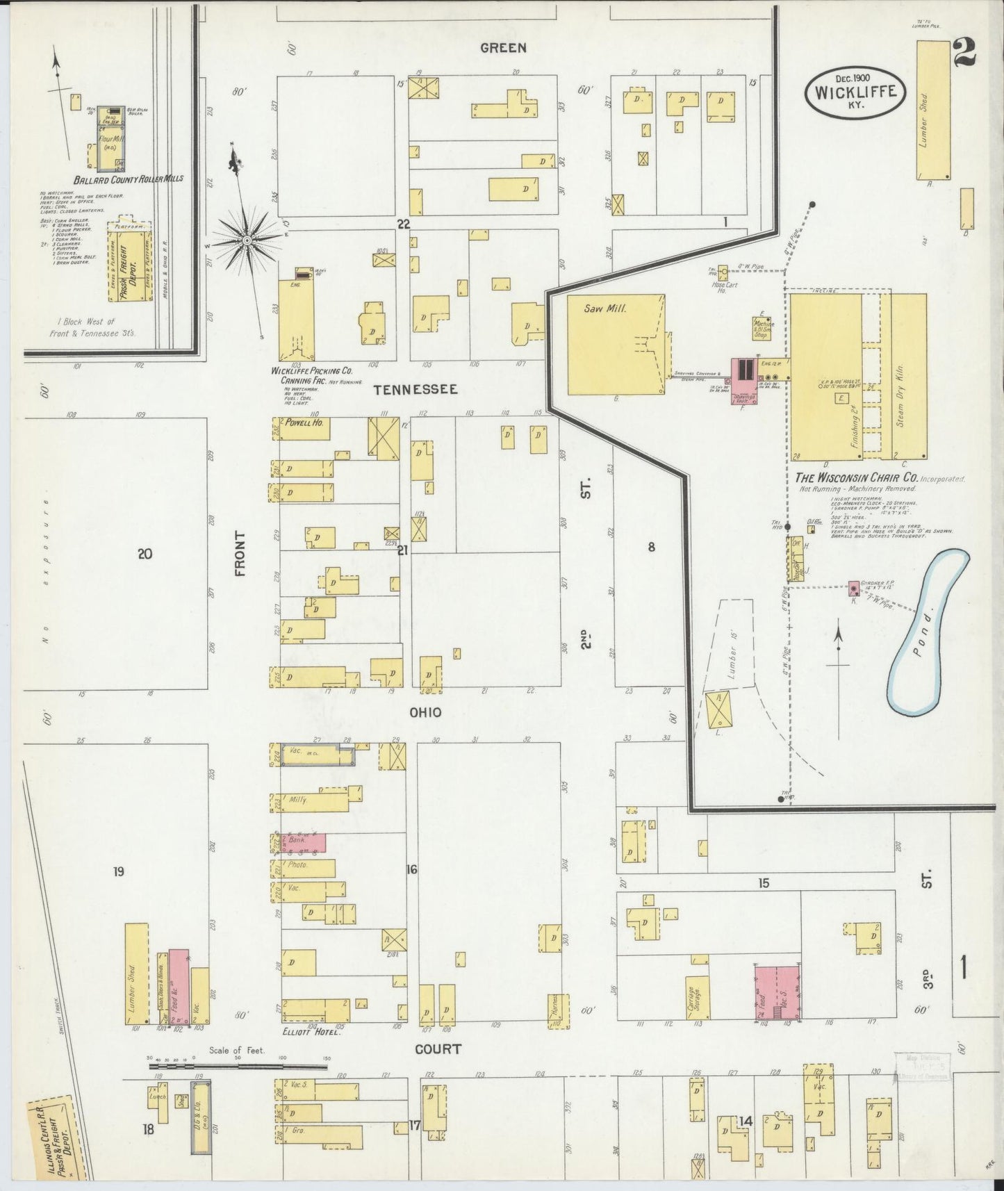 Sanborn Fire Insurance Map from Wickliffe, Ballard County, Kentucky (1900), Sheet #0002 - Historic Sanborn Fire Insurance Map Print, vintage old map wall art, antique decor, genealogy gift, Kentucky Kentucky map