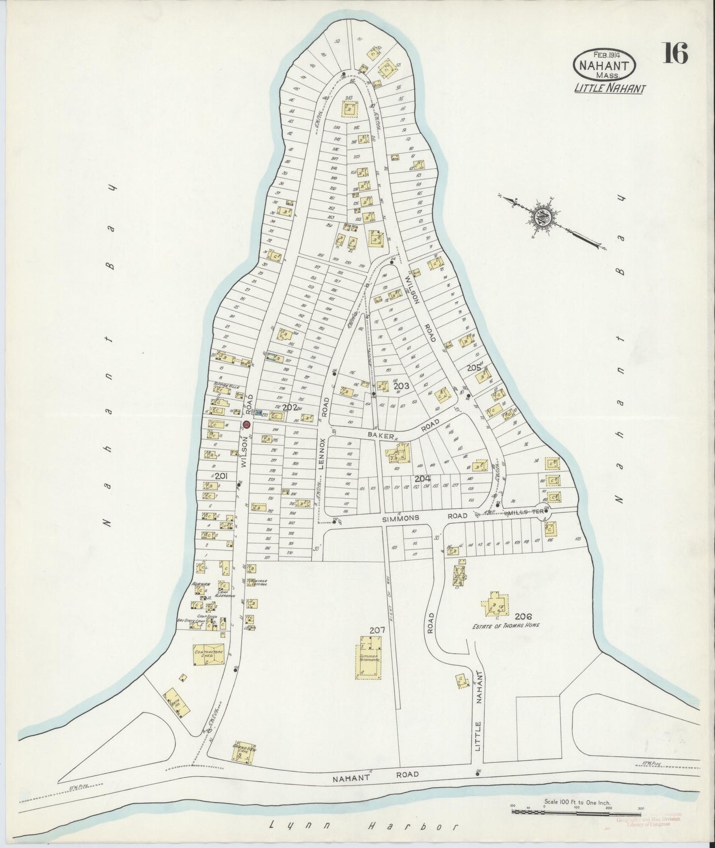 Sanborn Fire Insurance Map from Nahant, Essex County, Massachusetts (1914), Sheet #0016 - Complete Map Set gallery image, historic Sanborn map, vintage wall art, Massachusetts Massachusetts