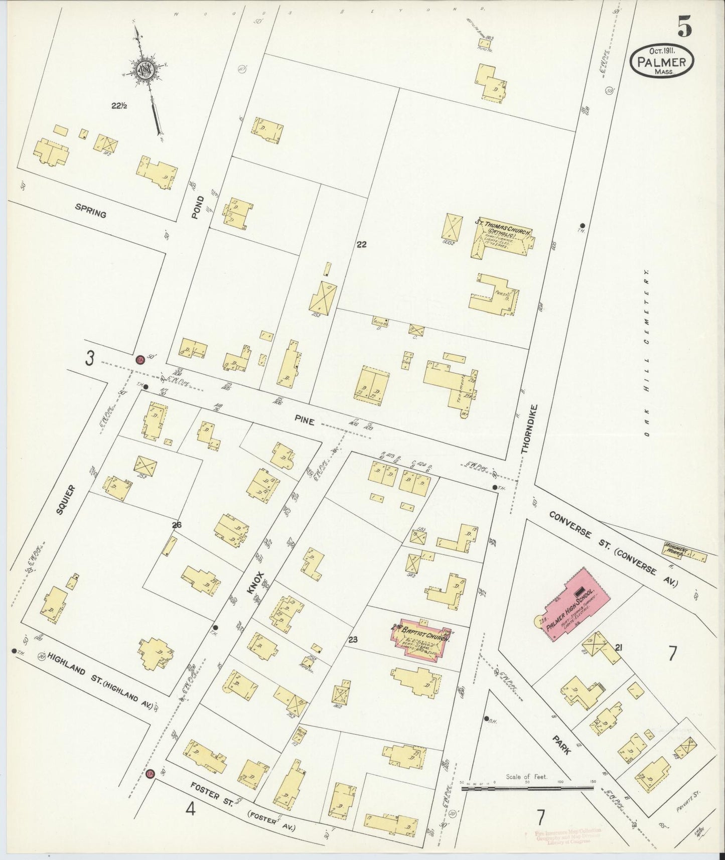 Sanborn Fire Insurance Map from Palmer, Hampden County, Massachusetts (1911), Sheet #0005 - Historic Sanborn Fire Insurance Map Print, vintage old map wall art, antique decor, genealogy gift, Massachusetts Massachusetts map
