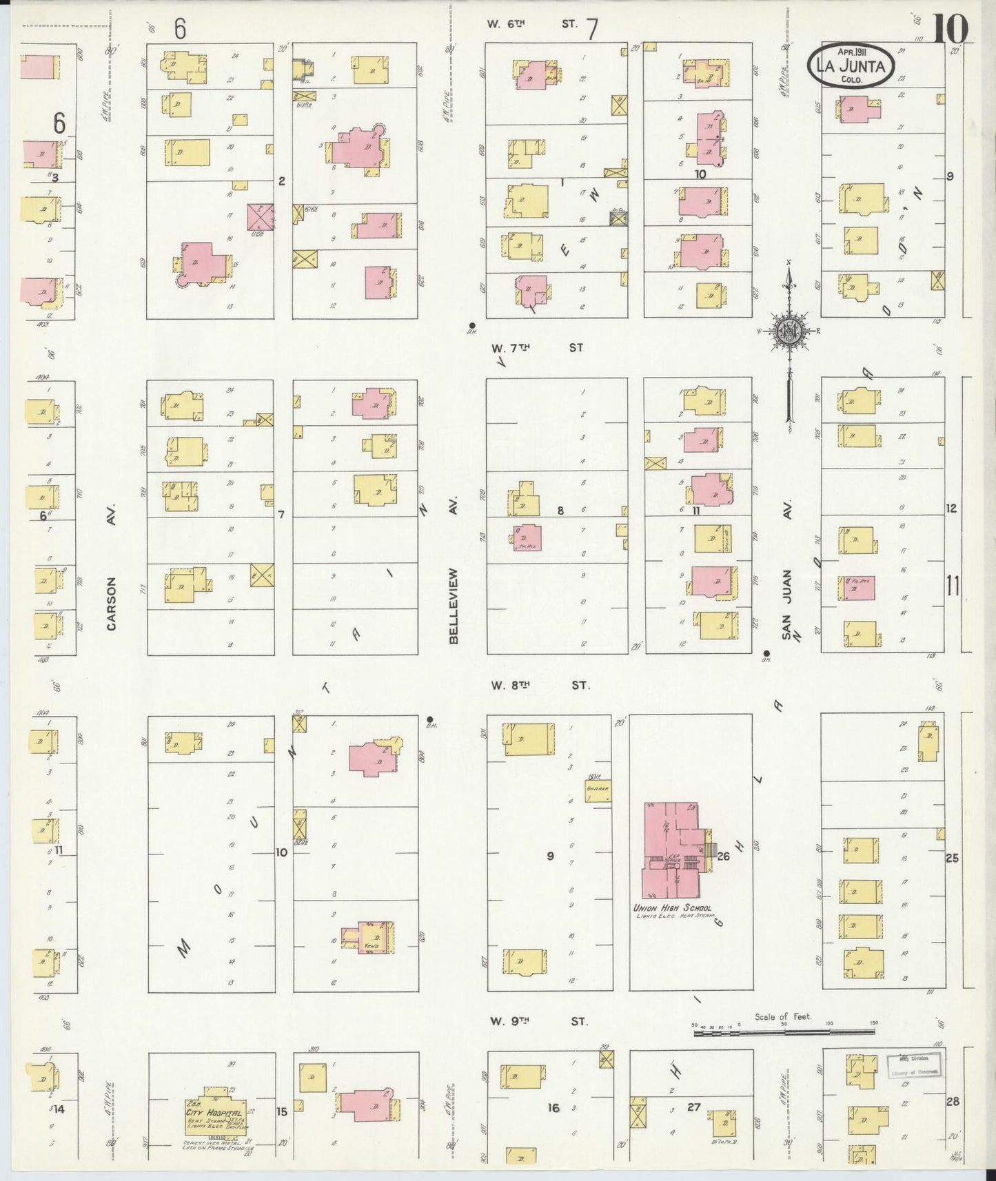 Sanborn Fire Insurance Map from La Junta, Otero County, Colorado (1911), Sheet #0010 - Historic Sanborn Fire Insurance Map Print, vintage old map wall art, antique decor, genealogy gift, Colorado Colorado map