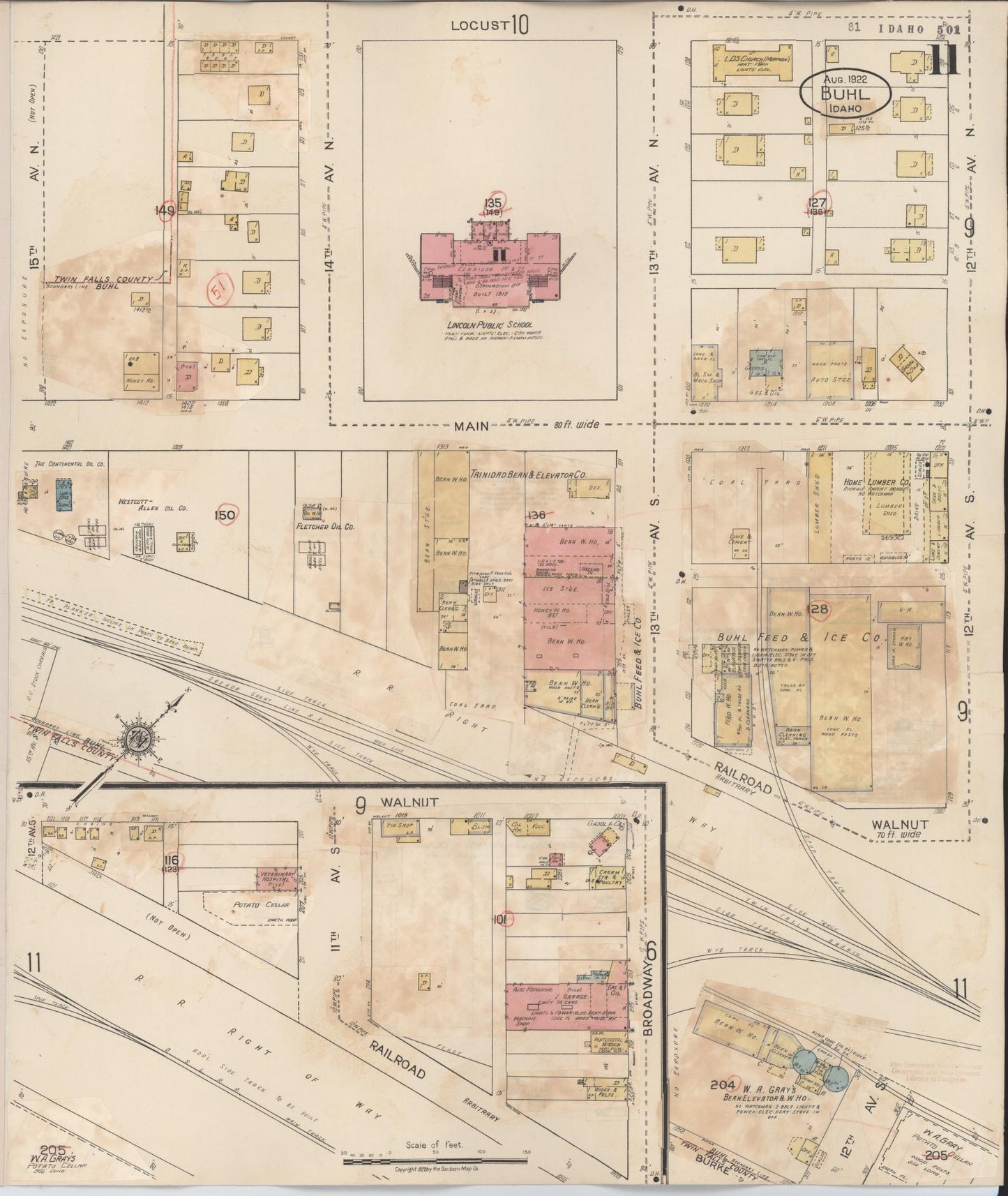 Sanborn Fire Insurance Map from Buhl, Twin Falls County, Idaho (1940), Sheet #0011 - Historic Sanborn Fire Insurance Map Print, vintage old map wall art, antique decor, genealogy gift, Falls Idaho map
