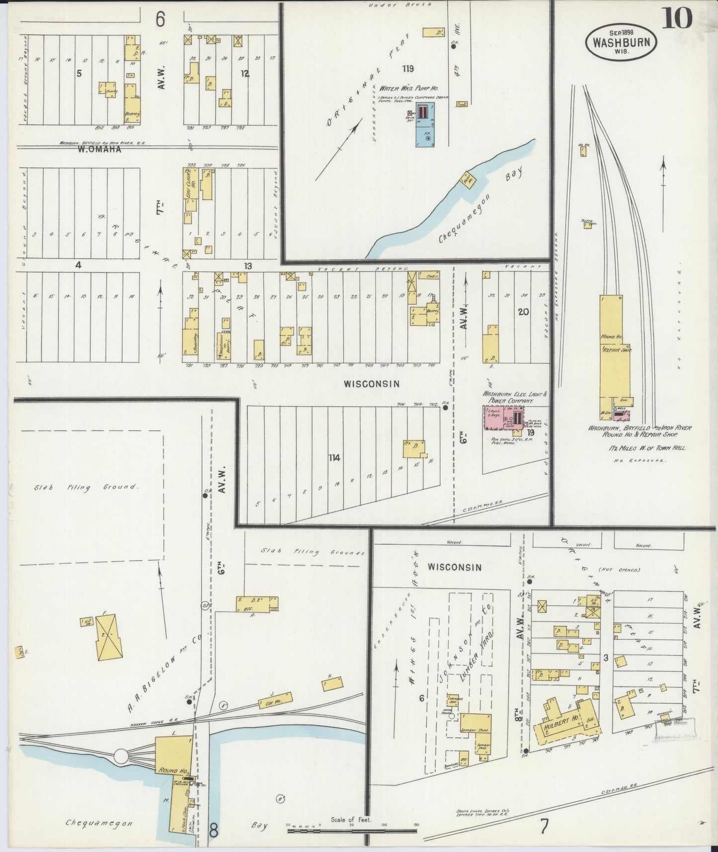 Sanborn Fire Insurance Map from Washburn, Bayfield County, Wisconsin (1898), Sheet #0010 - Historic Sanborn Fire Insurance Map Print, vintage old map wall art, antique decor, genealogy gift, Wisconsin Wisconsin map