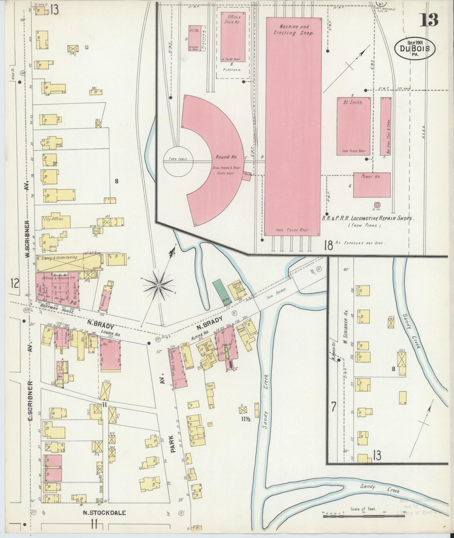 Sanborn Fire Insurance Map from Du Bois, Clearfield County, Pennsylvania (1901), Sheet #0013 - Historic Sanborn Fire Insurance Map Print, vintage old map wall art, antique decor, genealogy gift, Pennsylvania Pennsylvania map