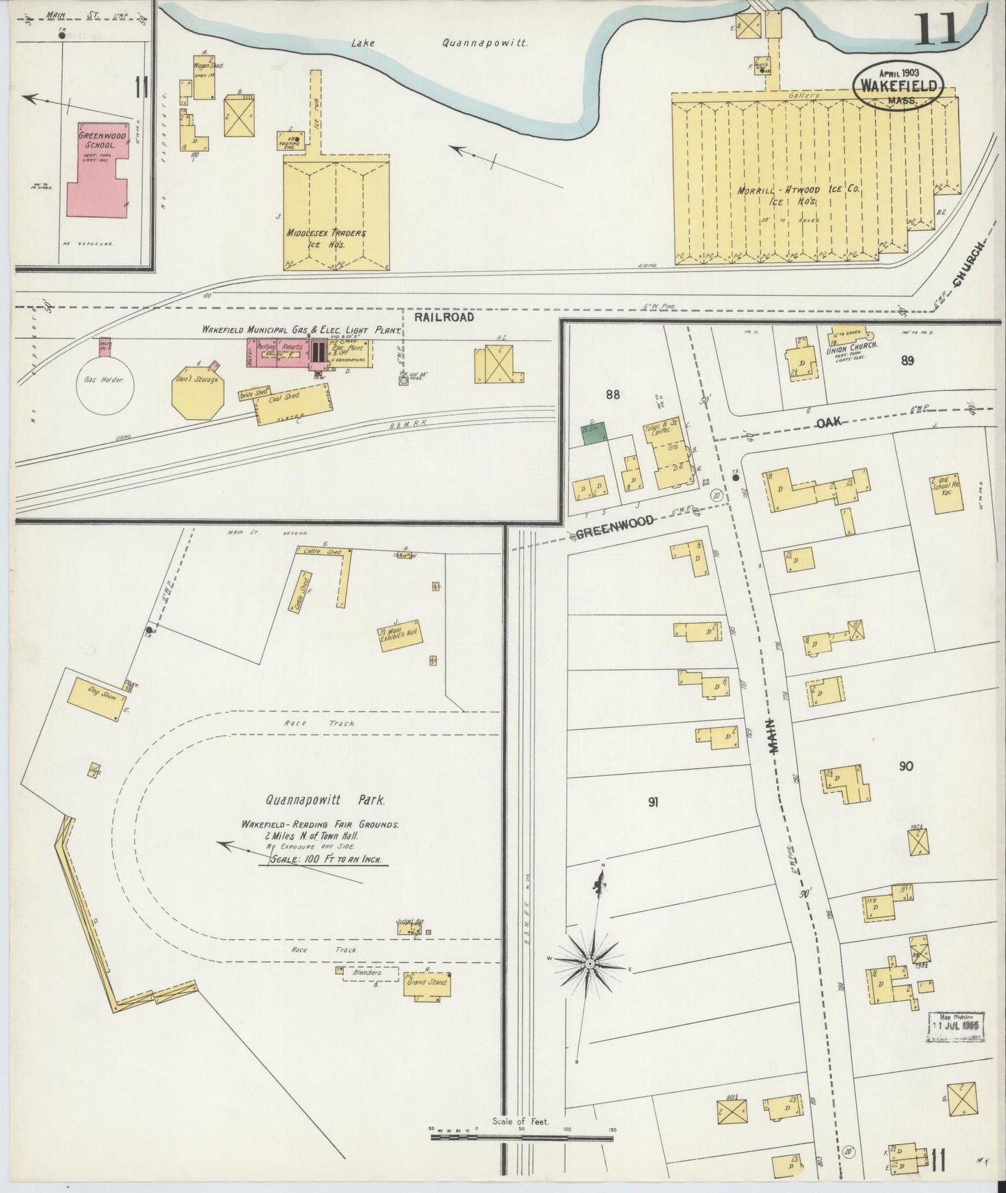 Sanborn Fire Insurance Map from Wakefield, Middlesex County, Massachusetts (1903), Sheet #0011 - Complete Map Set gallery image, historic Sanborn map, vintage wall art, Massachusetts Massachusetts