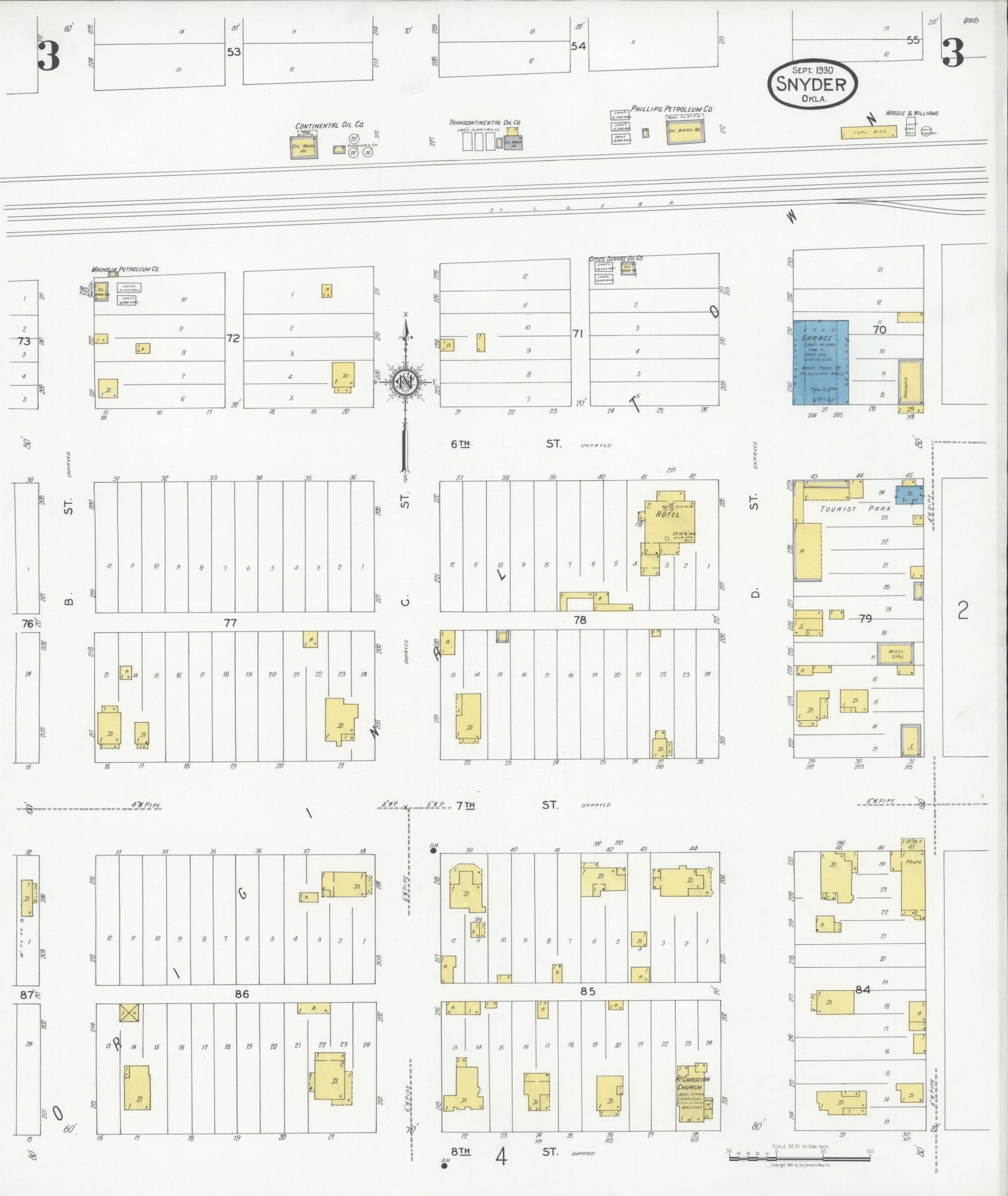 Sanborn Fire Insurance Map from Snyder, Kiowa County, Oklahoma (1930), Sheet #0003 - Historic Sanborn Fire Insurance Map Print, vintage old map wall art, antique decor, genealogy gift, Oklahoma Oklahoma map