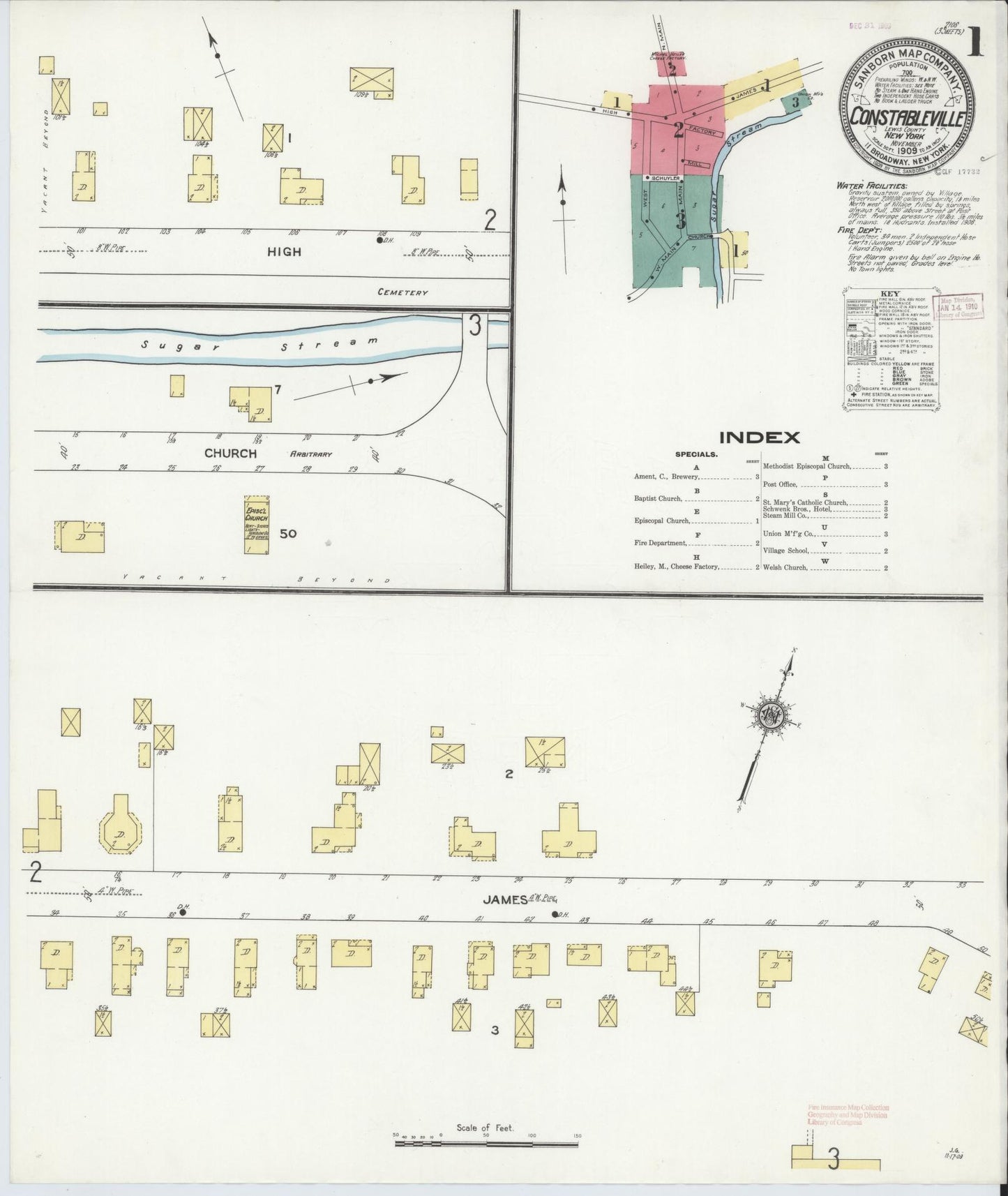Sanborn Fire Insurance Map from Constableville, Lewis County, New York. (1909) – Historic Sanborn Fire Insurance Map Print