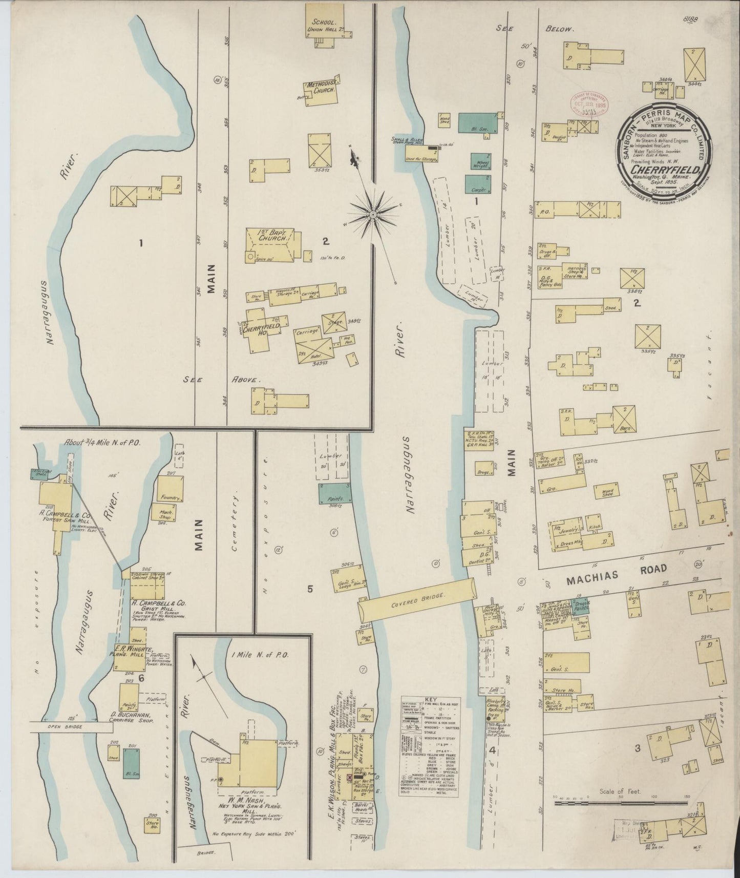 Sanborn Fire Insurance Map from Cherryfield, Washington County, Maine. (1895) – Historic Sanborn Fire Insurance Map Print