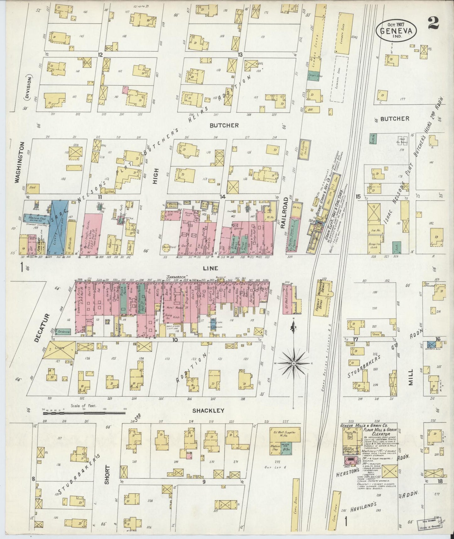 Sanborn Fire Insurance Map from Geneva, Adams County, Indiana (1907), Sheet #0002 - Complete Map Set gallery image, historic Sanborn map, vintage wall art, Indiana Indiana