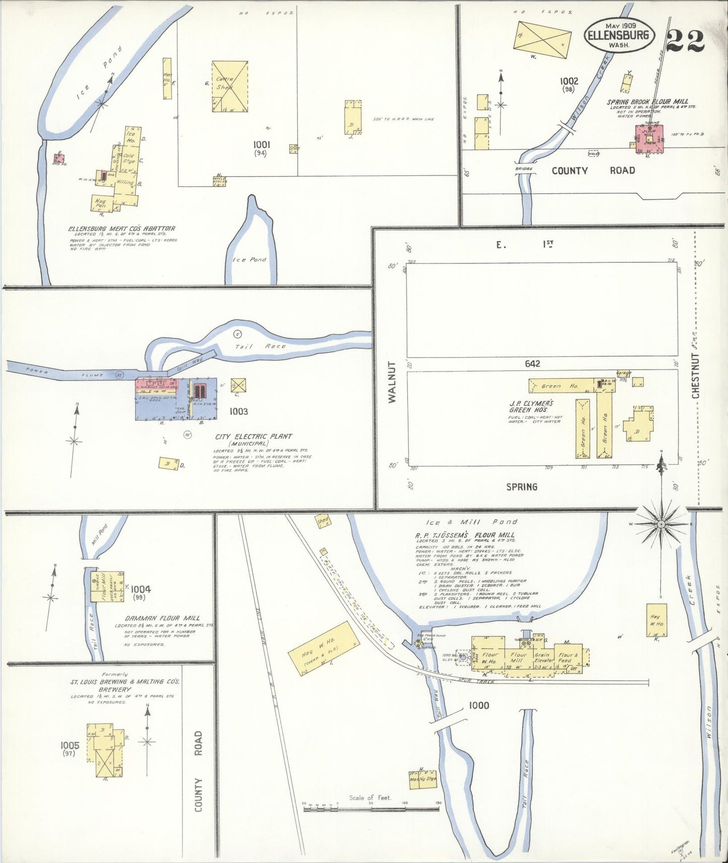 Sanborn Fire Insurance Map from Ellensburg, Kittitas County, Washington (1909), Sheet #0022 - Complete Map Set gallery image, historic Sanborn map, vintage wall art, Washington Washington