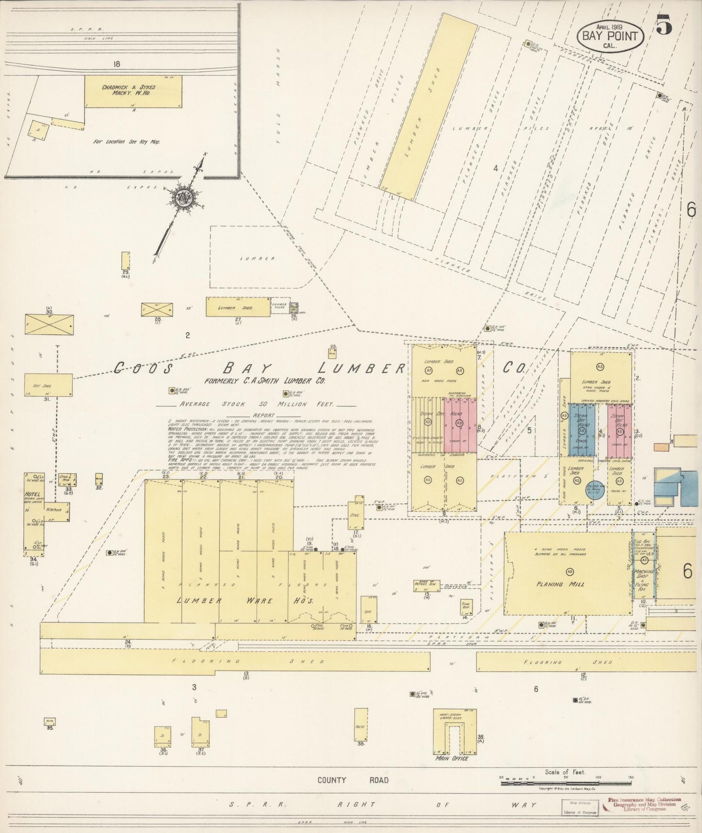 Sanborn Fire Insurance Map from Bay Point, Contra Costa County, California (1919), Sheet #0005 - Historic Sanborn Fire Insurance Map Print, vintage old map wall art, antique decor, genealogy gift, California California map