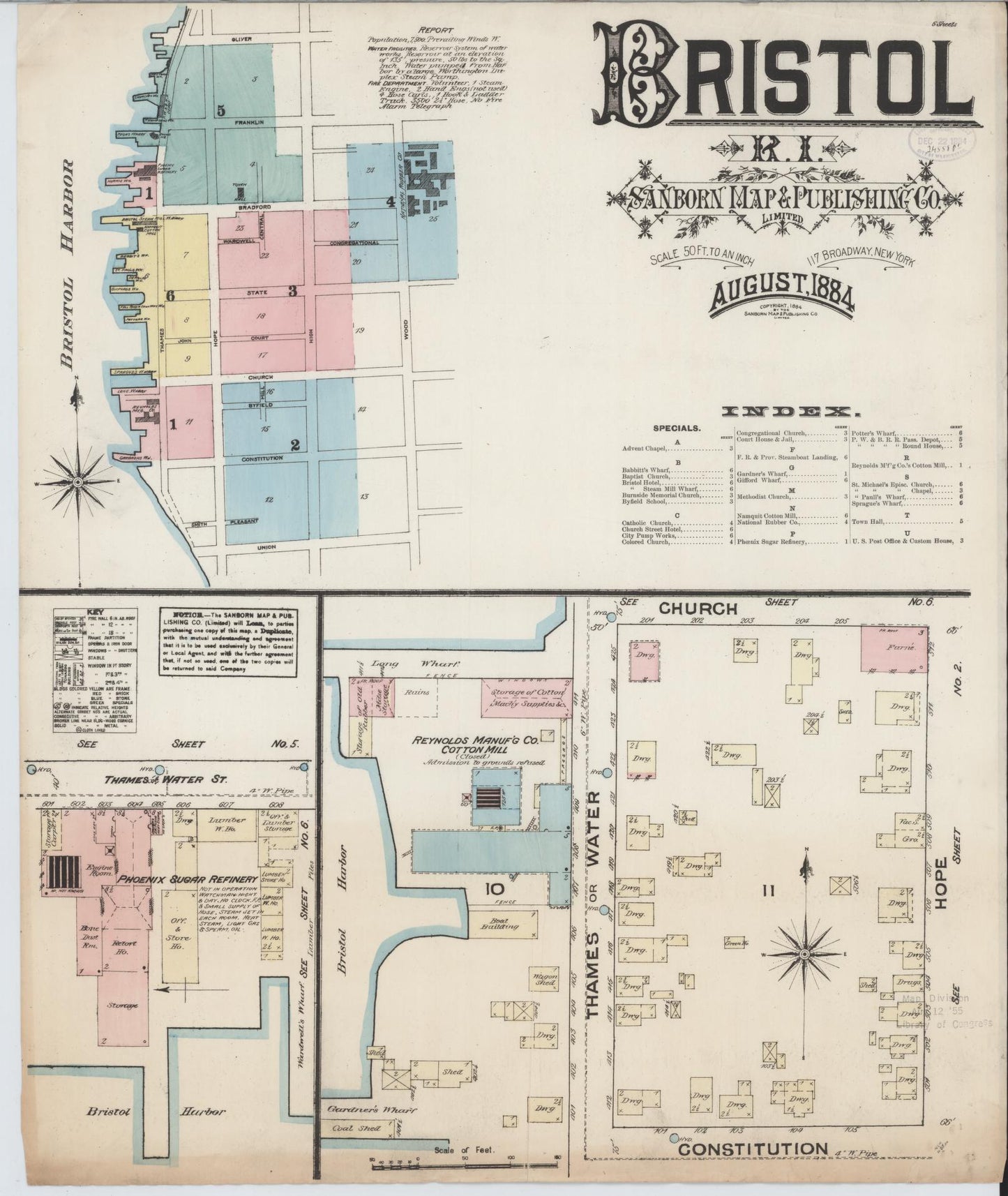 Sanborn Fire Insurance Map from Bristol, Bristol County, Rhode Island. (1884) – Historic Sanborn Fire Insurance Map Print
