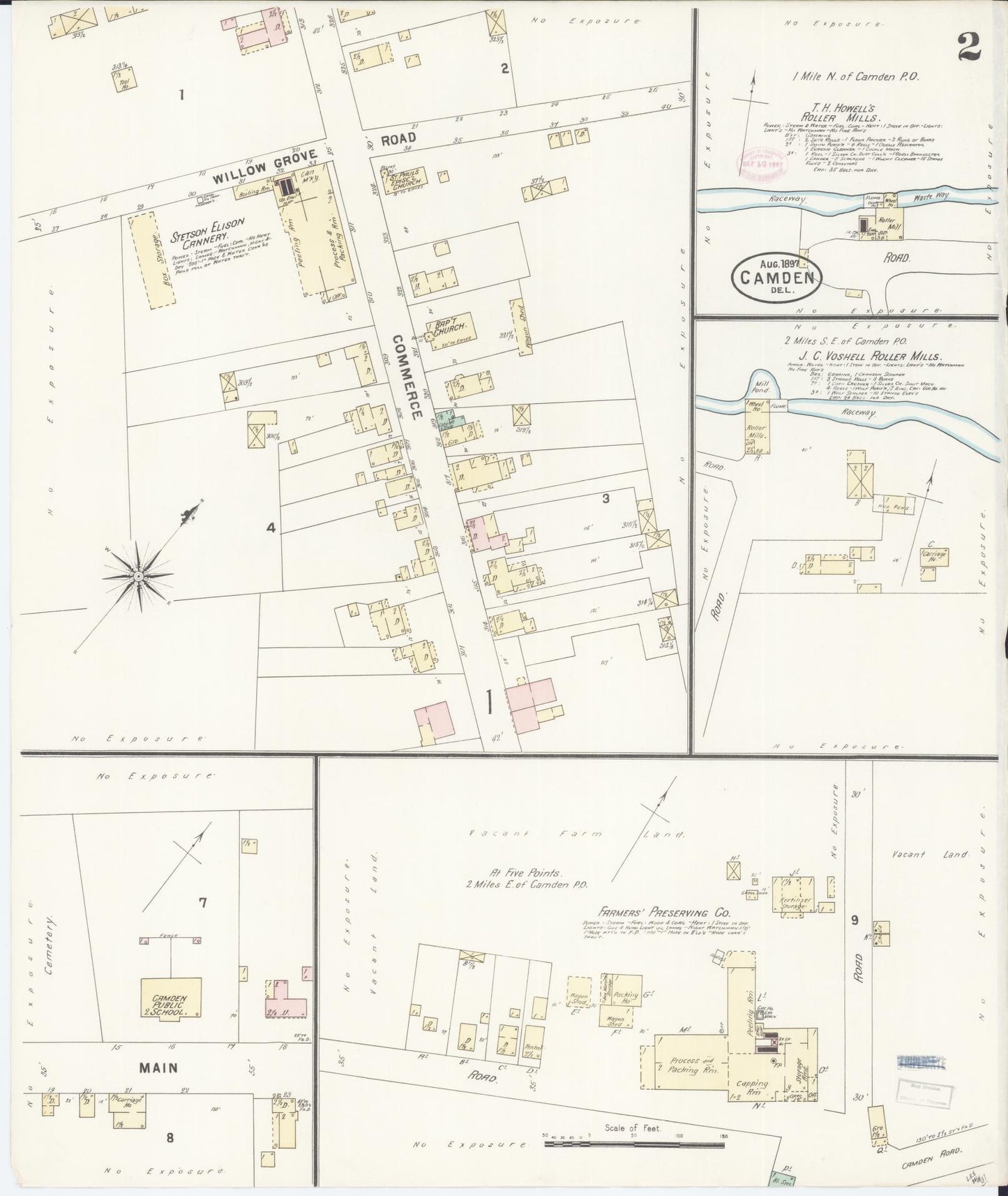 Sanborn Fire Insurance Map from Camden, Kent County, Delaware (1897), Sheet #0002 - Historic Sanborn Fire Insurance Map Print, vintage old map wall art, antique decor, genealogy gift, Delaware Delaware map