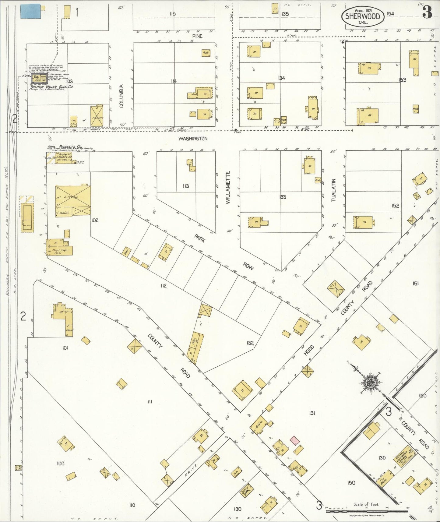 Sanborn Fire Insurance Map from Sherwood, Washington County, Oregon (1921), Sheet #0003 - Complete Map Set gallery image, historic Sanborn map, vintage wall art, Oregon Oregon