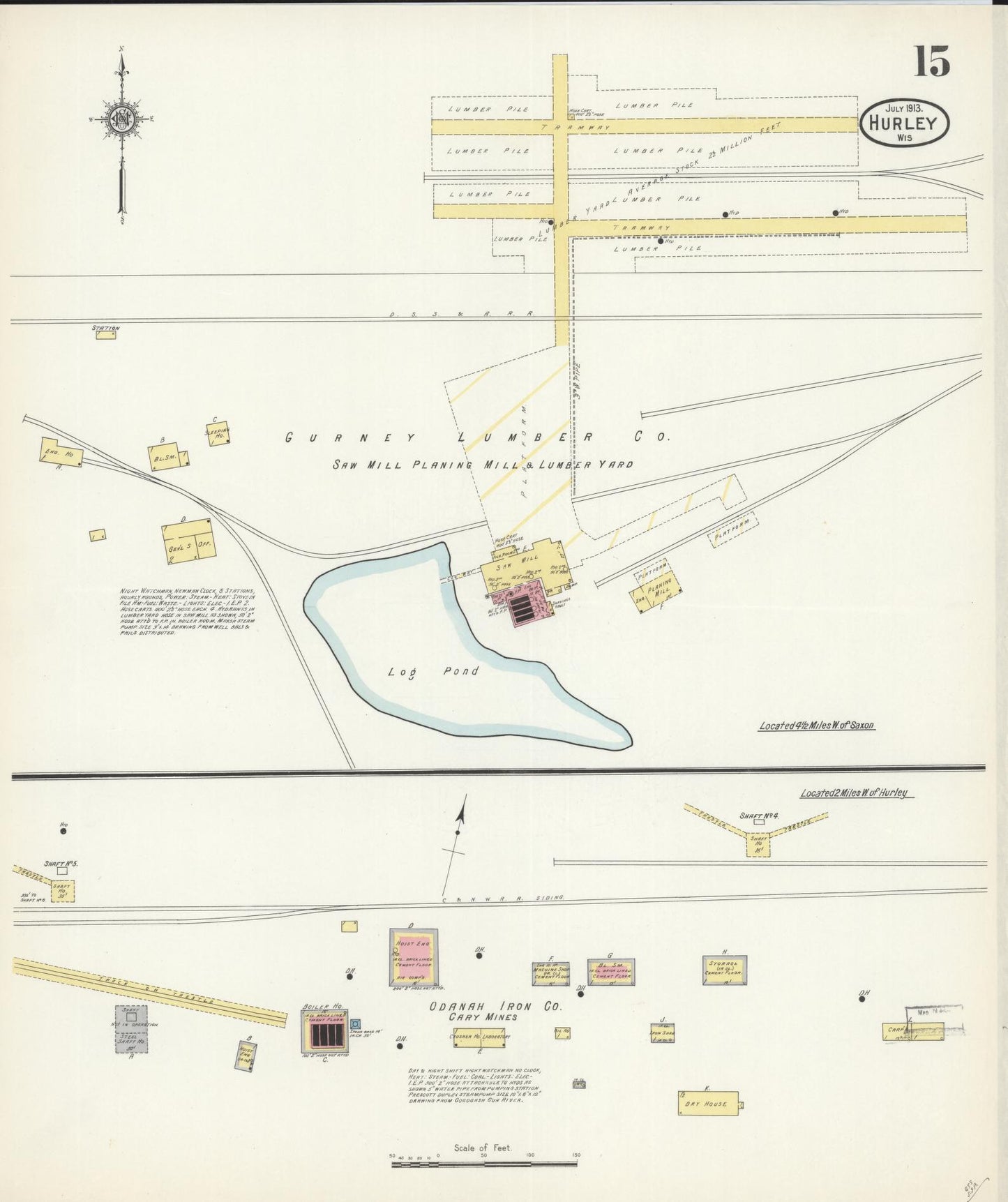 Sanborn Fire Insurance Map from Hurley, Iron County, Wisconsin (1913), Sheet #0015 - Historic Sanborn Fire Insurance Map Print, vintage old map wall art, antique decor, genealogy gift, Wisconsin Wisconsin map
