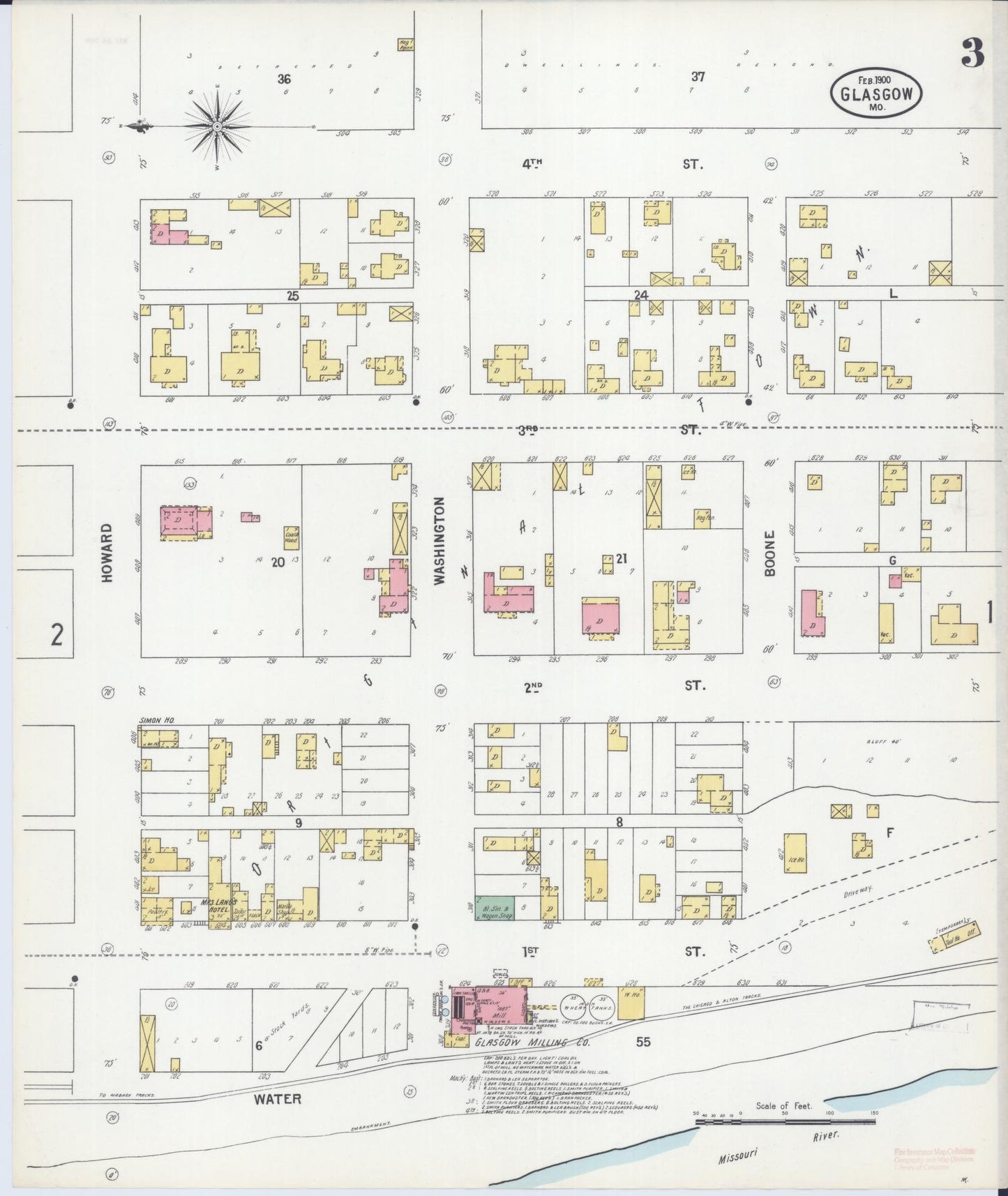Sanborn Fire Insurance Map from Glasgow, Howard County, Missouri (1900), Sheet #0003 - Complete Map Set gallery image, historic Sanborn map, vintage wall art, Missouri Missouri