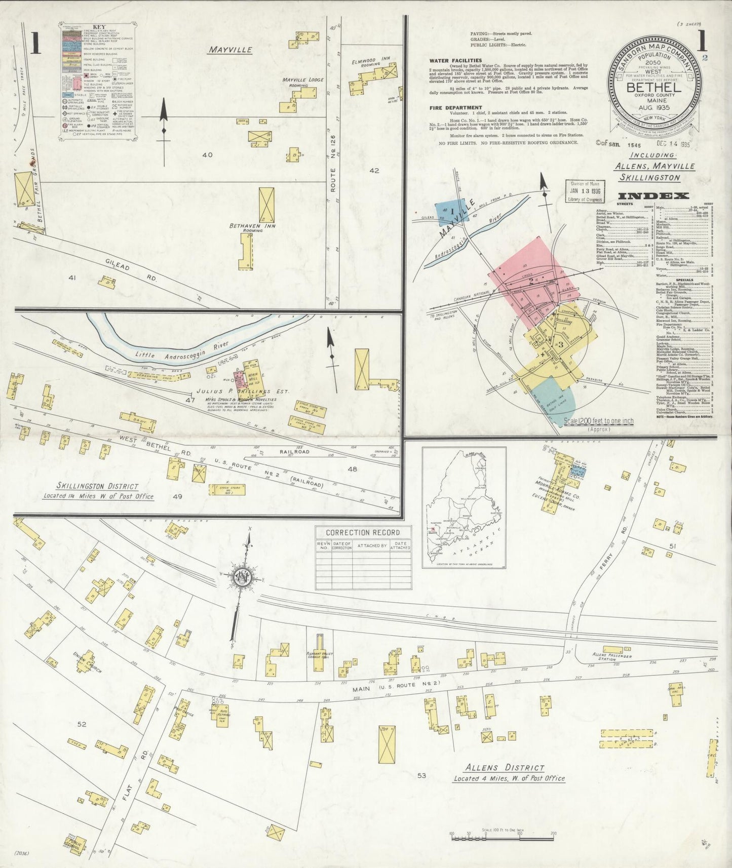 Sanborn Fire Insurance Map from Bethel, Oxford County, Maine. (1935) – Historic Sanborn Fire Insurance Map Print