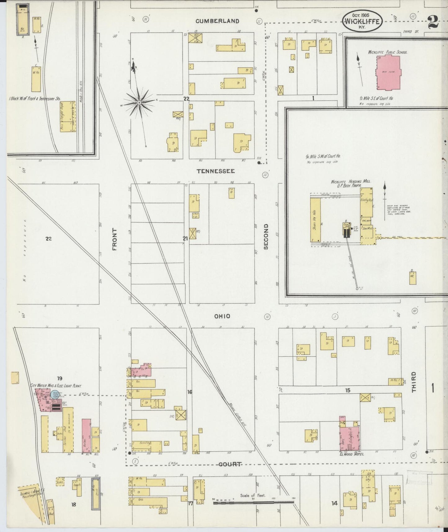 Sanborn Fire Insurance Map from Wickliffe, Ballard County, Kentucky (1905), Sheet #0002 - Complete Map Set gallery image, historic Sanborn map, vintage wall art, Kentucky Kentucky