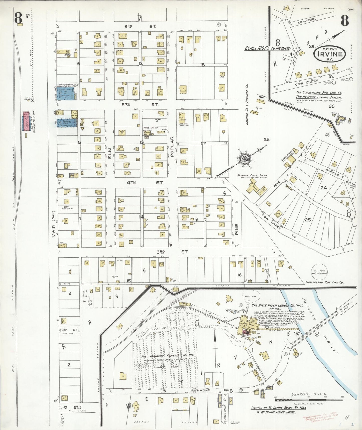 Sanborn Fire Insurance Map from Irvine, Estill County, Kentucky (1923), Sheet #0008 - Complete Map Set gallery image, historic Sanborn map, vintage wall art, Kentucky Kentucky