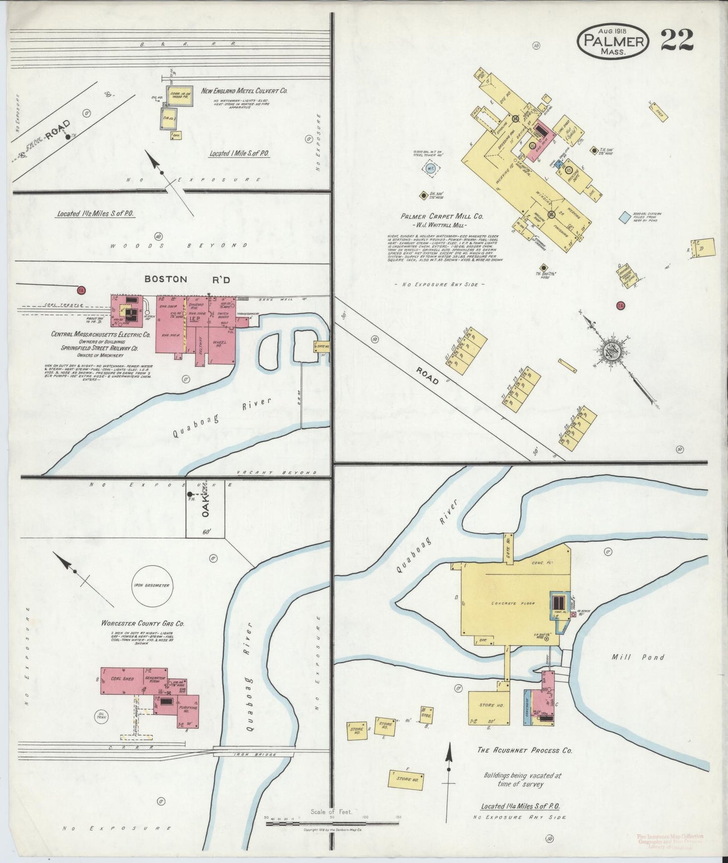 Sanborn Fire Insurance Map from Palmer, Hampden County, Massachusetts (1918), Sheet #0022 - Complete Map Set gallery image, historic Sanborn map, vintage wall art, Massachusetts Massachusetts